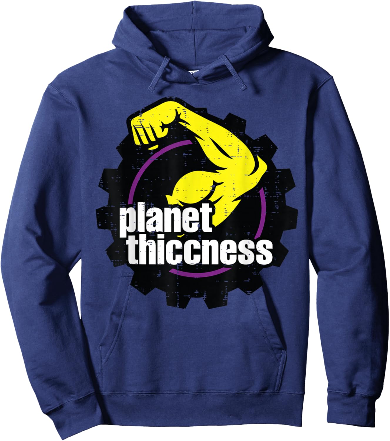 Gym Biceps Planet Thiccness Funny Workout Humor Men Women Hoodie - Hoodie | Navy
