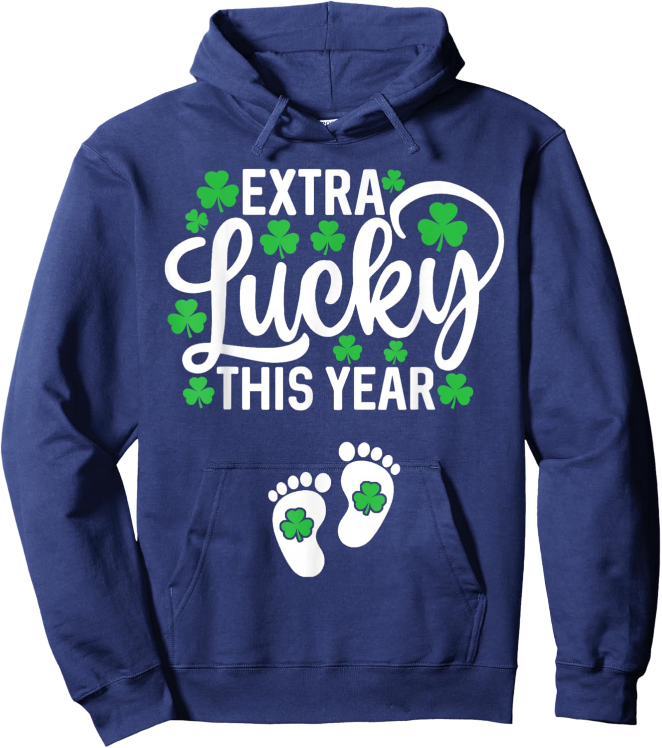 Extra Lucky This Year St Patricks Day Pregnancy Announcement Hoodie - Hoodie | Navy