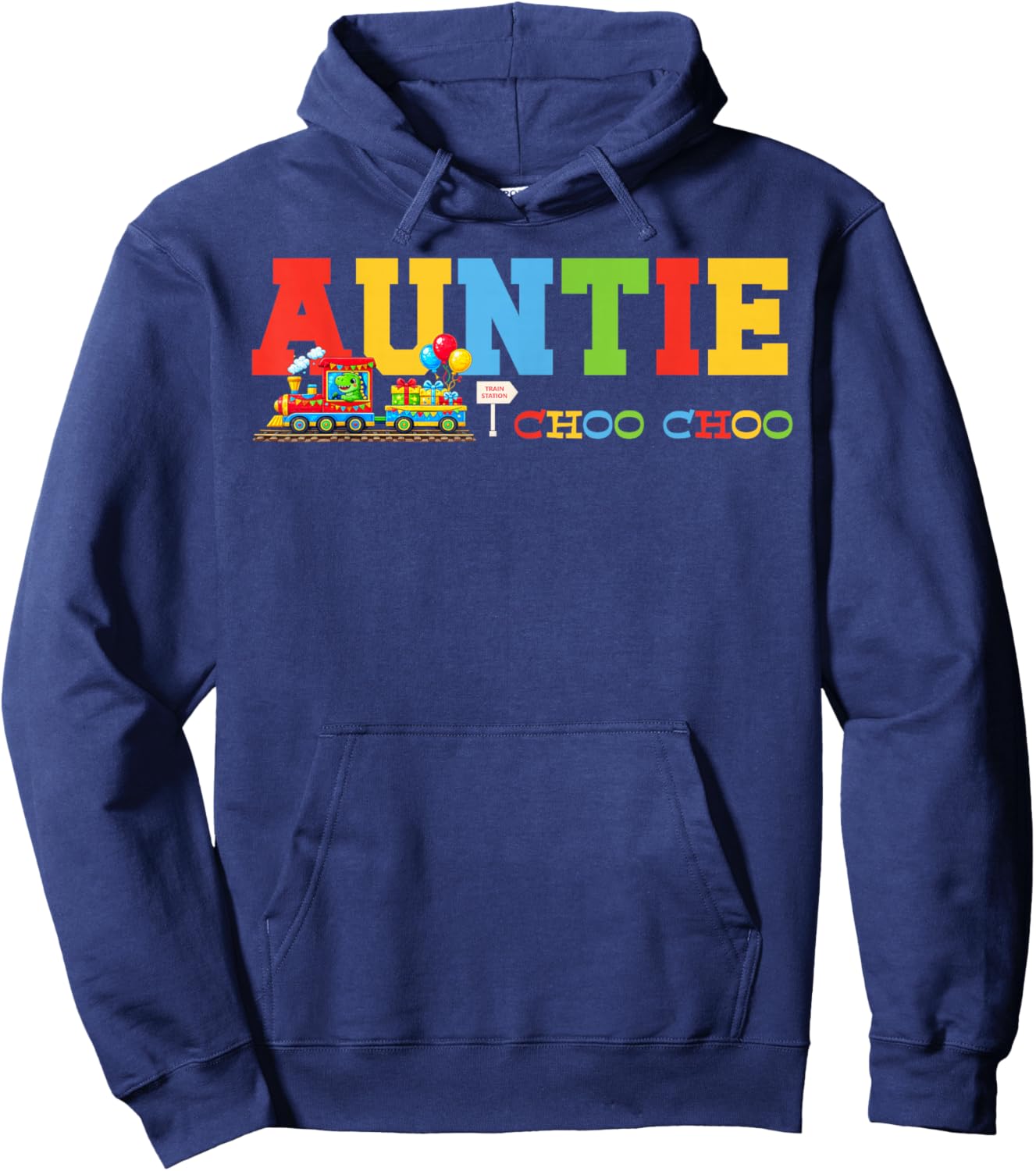 Train Birthday Auntie Hoodie - Hoodie | Navy