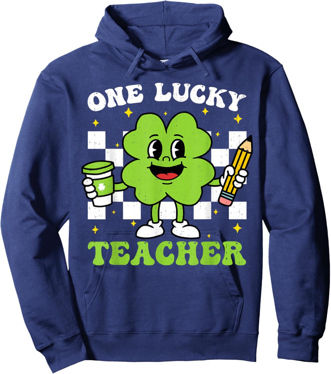 One Lucky Teacher St Patrick Day Shamrock Saint Pattys Women Hoodie - Hoodie | Navy