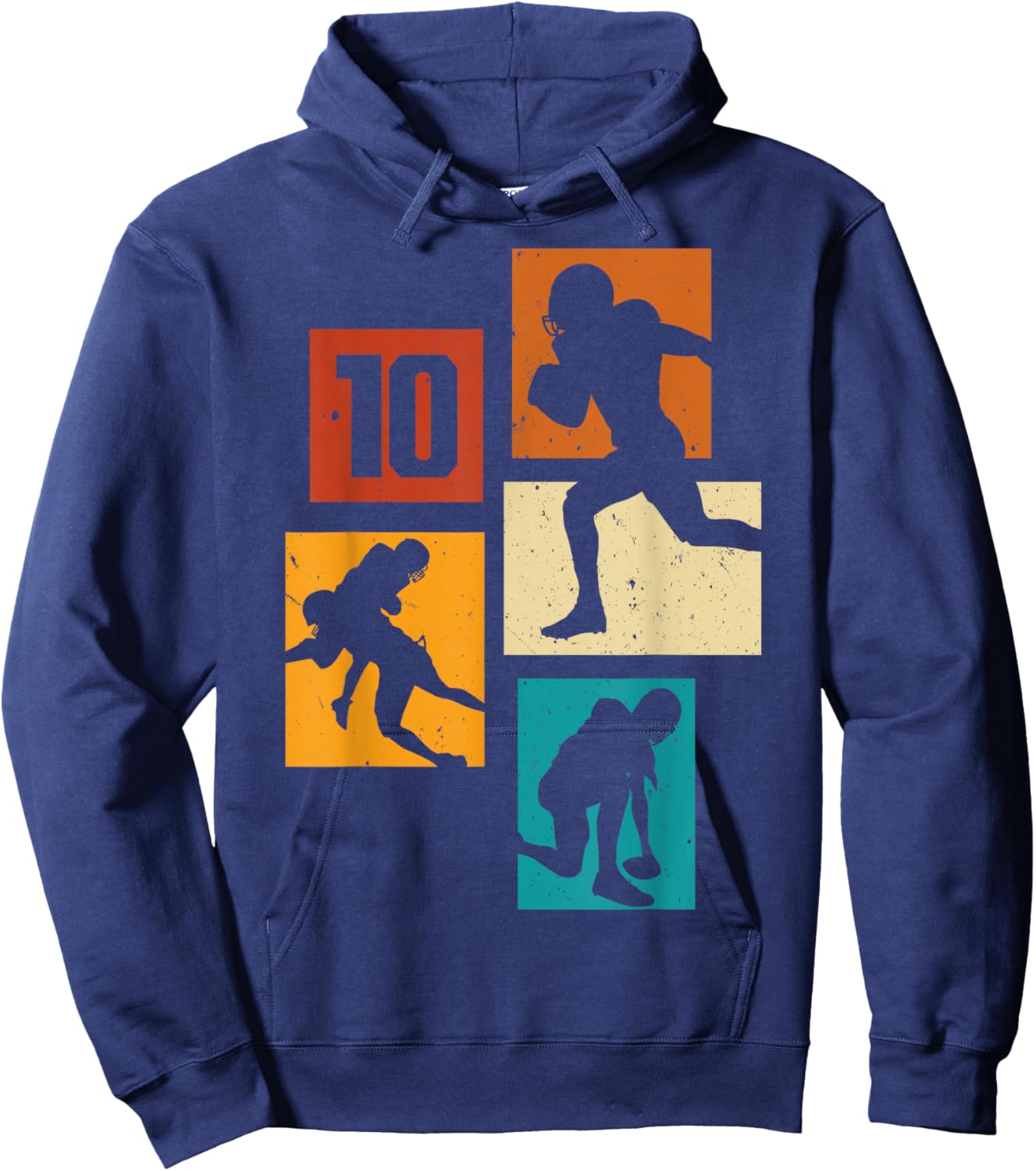 10th Birthday Retro American Football 10 Years Old Boy Girl Hoodie - Hoodie | Navy
