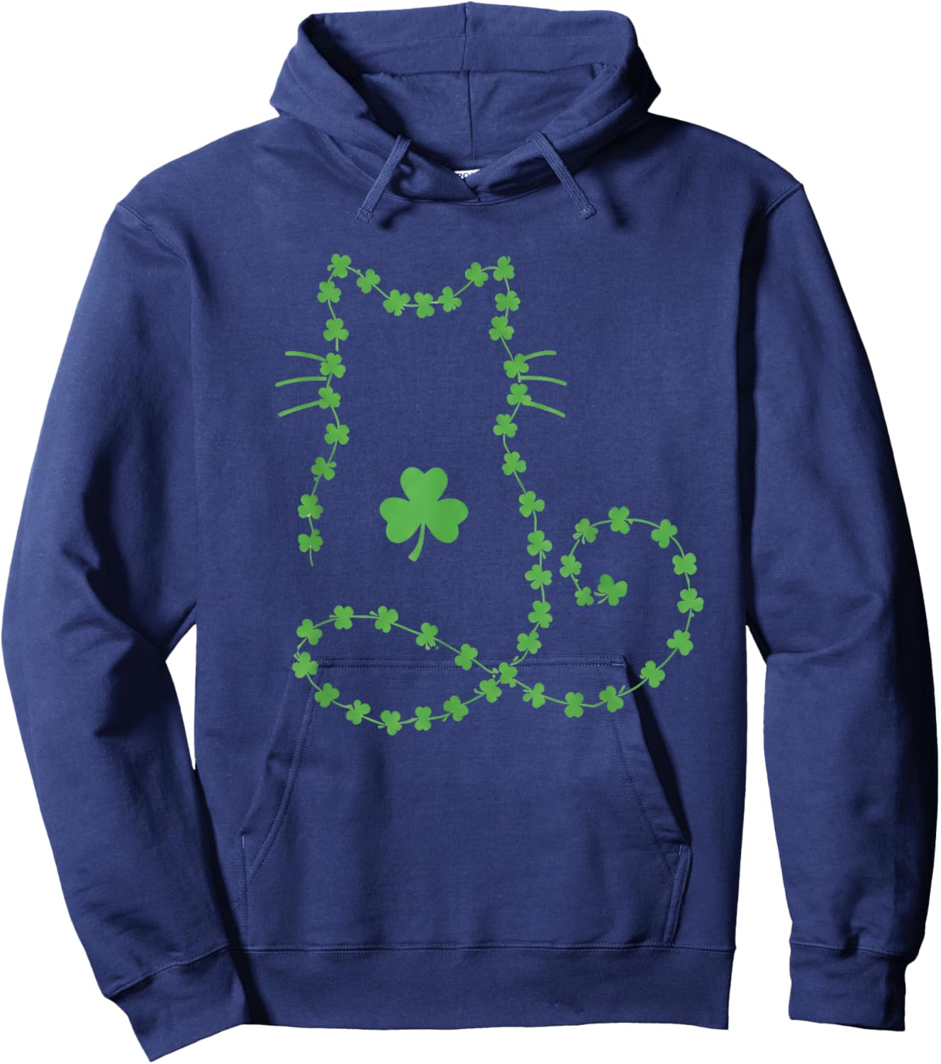 Cat St Patricks Day Shamrocks Retro Cute Kitten Lovers Pet Hoodie - Hoodie | Navy