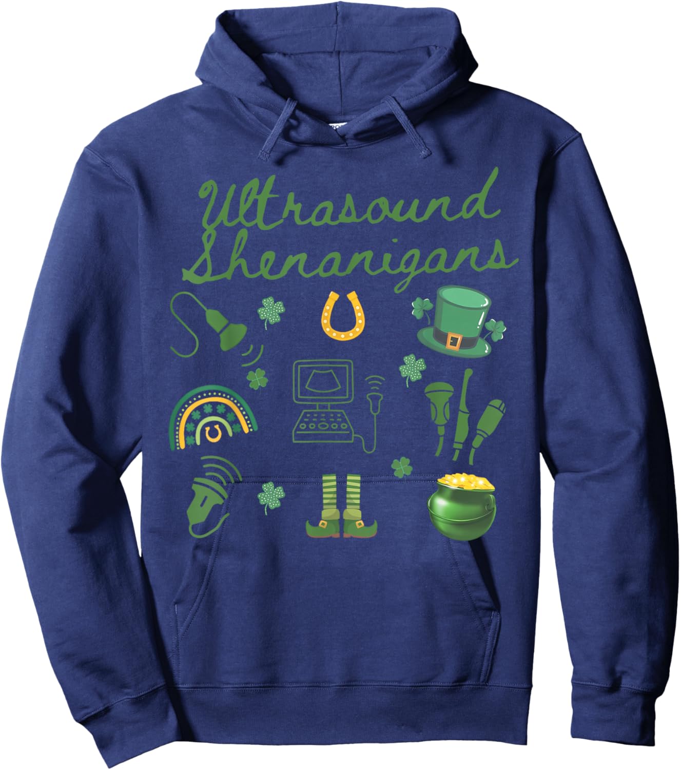 Ultrasound Shenanigans St Patrick's Day Sonographer Shamrock Hoodie - Hoodie | Navy