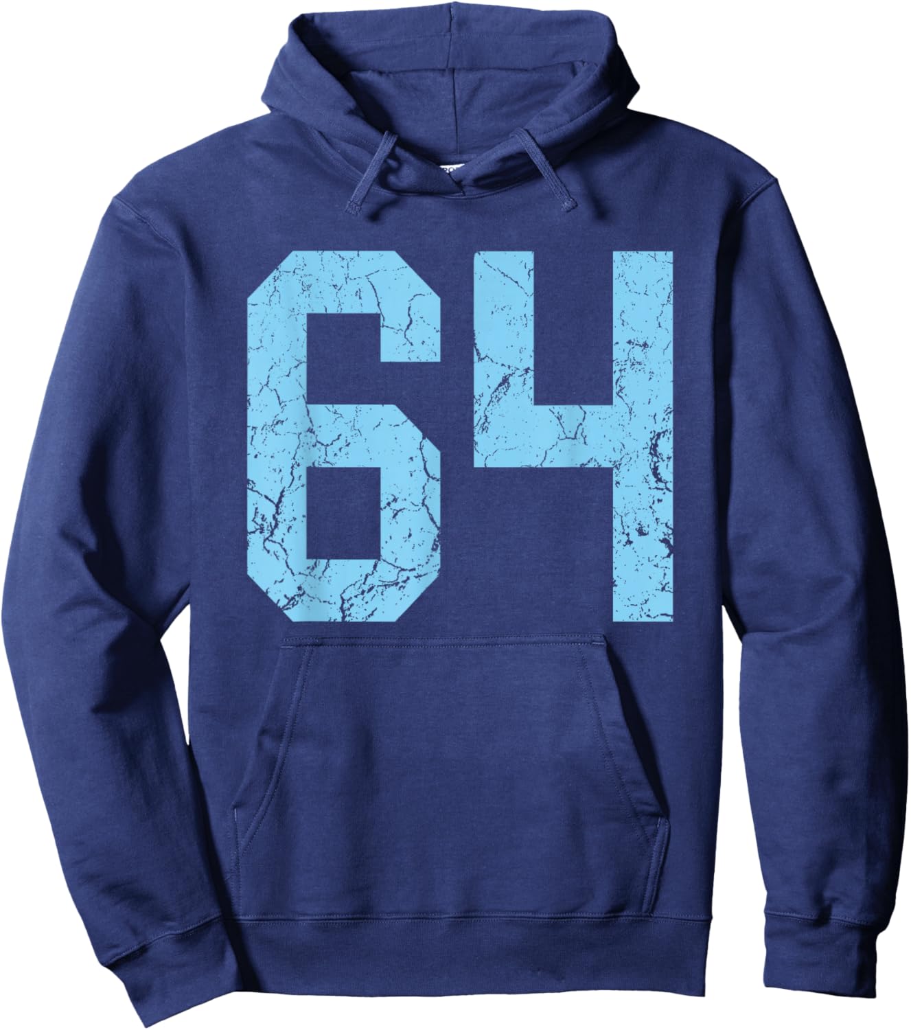 Distressed Baby Blue Number 64 Jersey Player Uniform #64 Hoodie - Hoodie | Navy