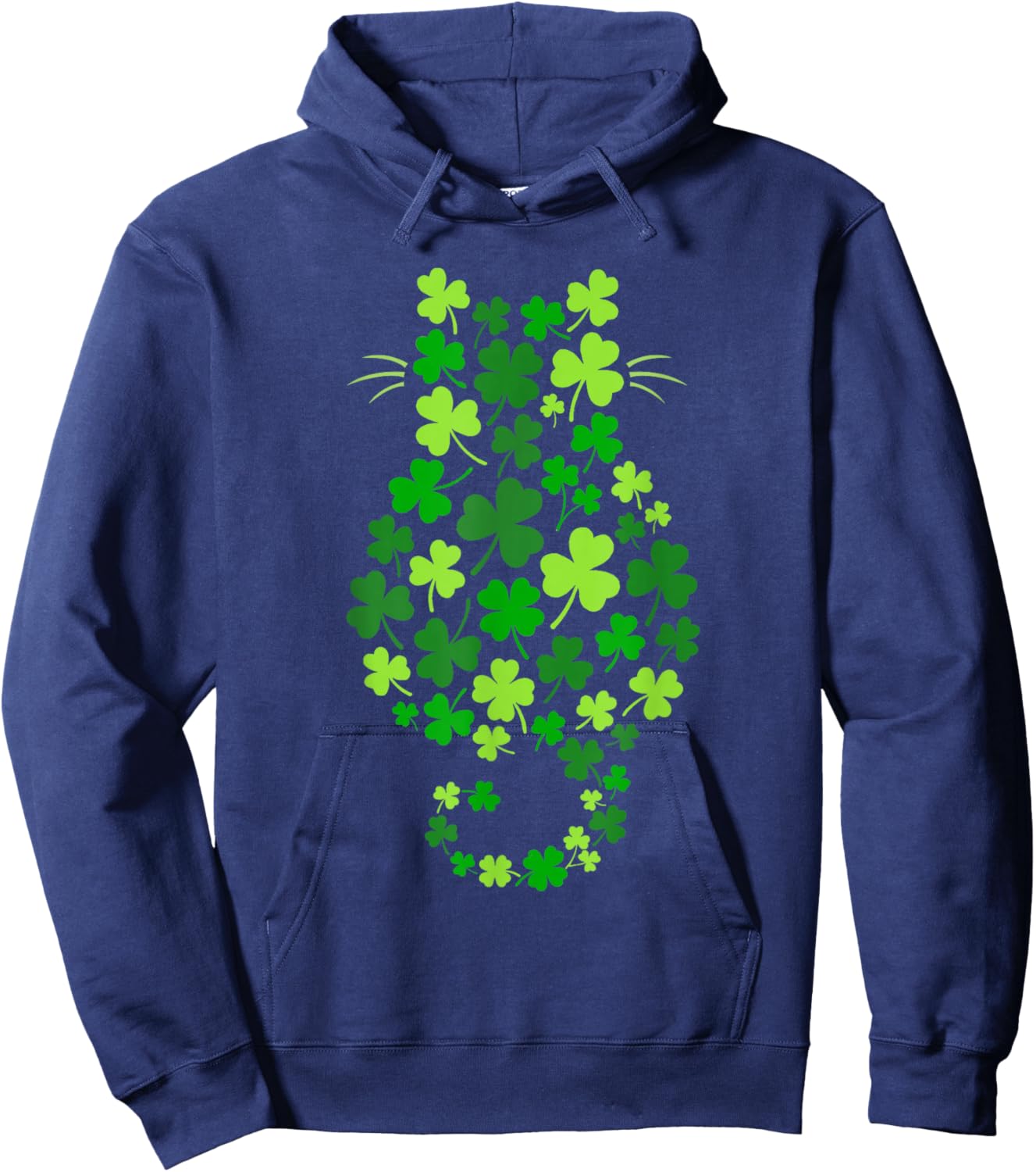 Cat Irish Shamrock Funny St. Patrick's Day Hoodie - Hoodie | Navy