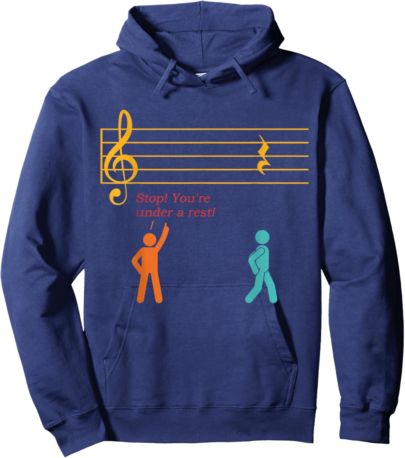 Stop! You're Under A Rest! Music Lovers Retro Vintage Hoodie - Hoodie | Navy
