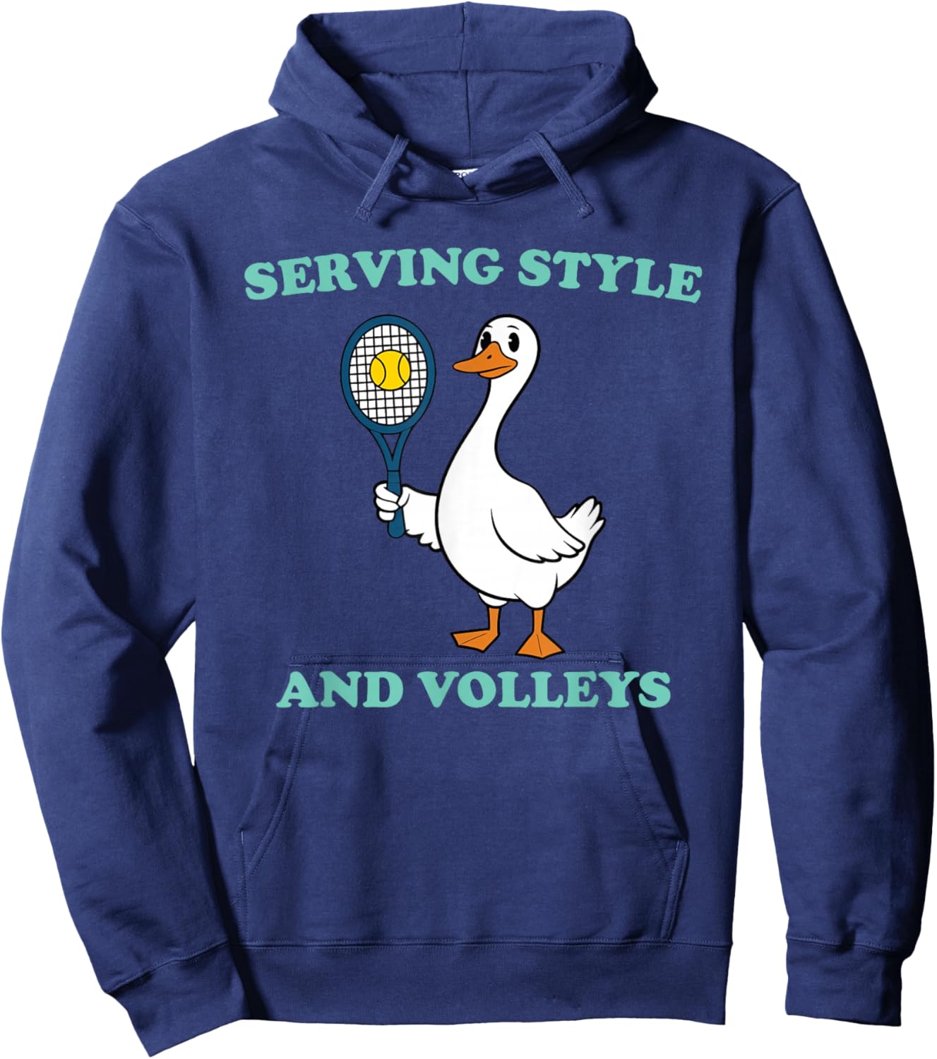 Serving Style and Volleys Cute Goose Playing Tennis Sports Hoodie - Hoodie | Navy