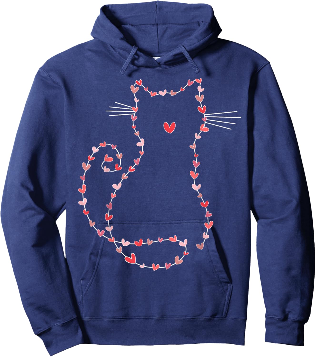 Cute Cat with Hearts Happy Valentines Boys Girls Kids Hoodie - Hoodie | Navy