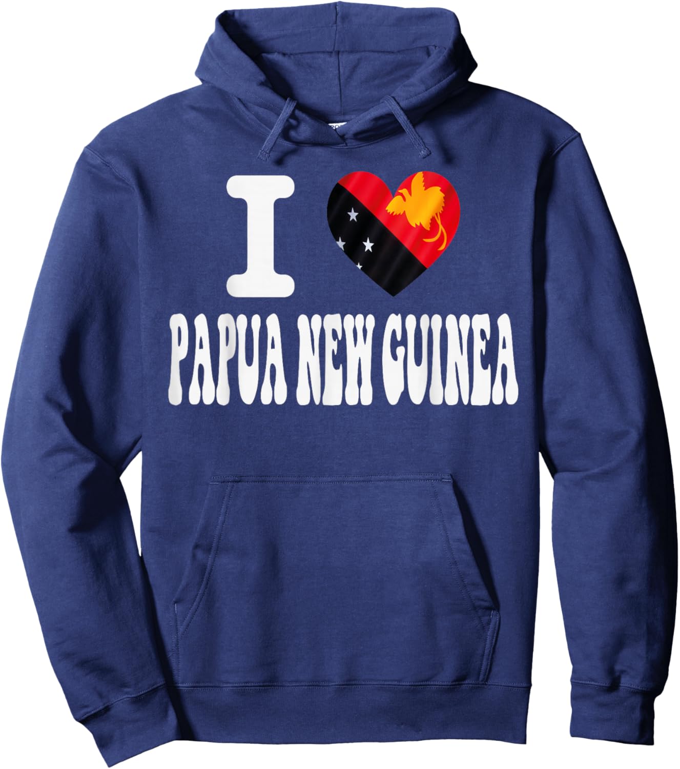 I Love Papua NEW Guinea Heart Flag Retro Travel Souvenir Hoodie - Hoodie | Navy