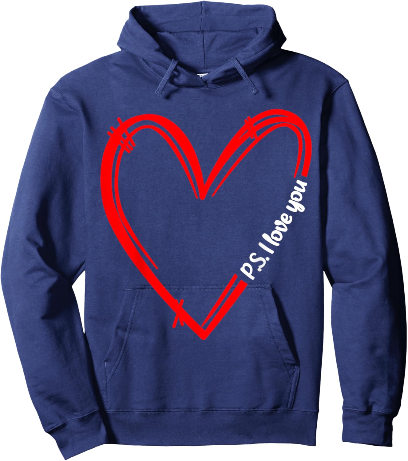 PS I Love You Day Valentine's Day Purple Heart Women Men Kid Hoodie - Hoodie | Navy