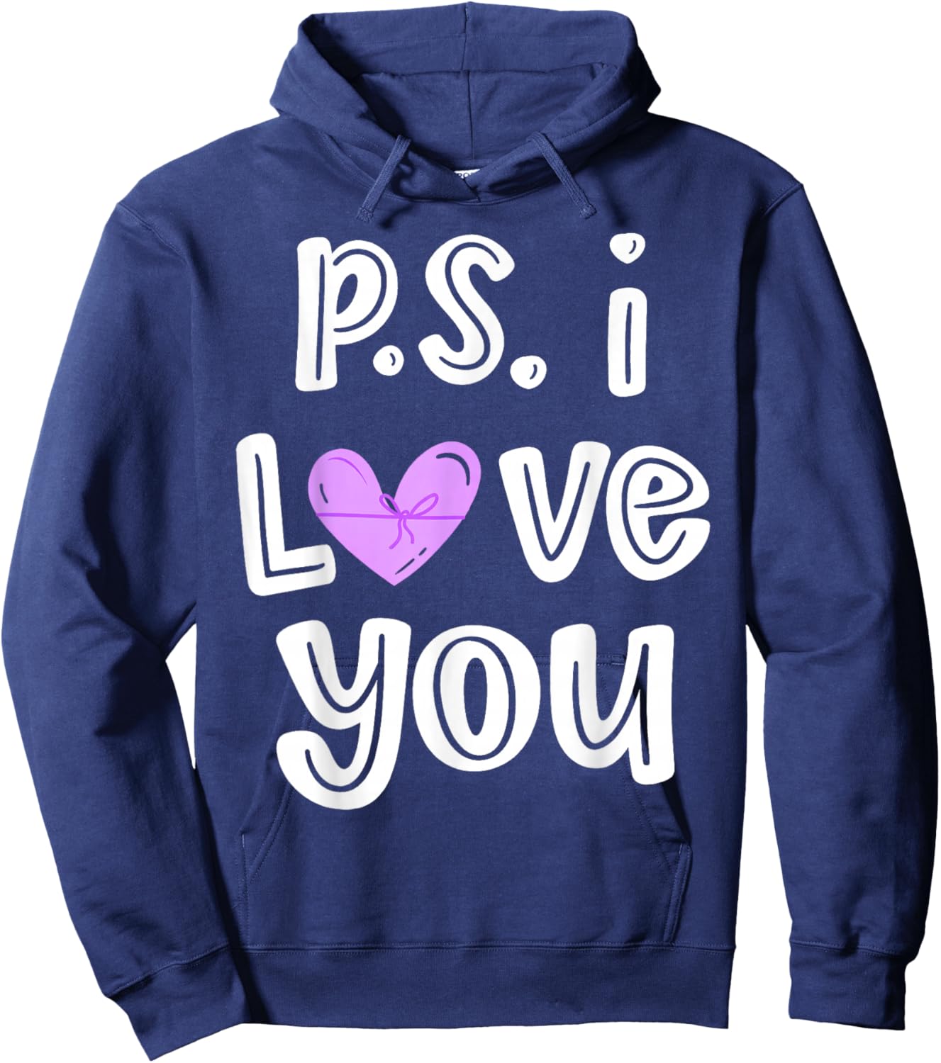 PS I Love You Day Valentine's Day Purple Heart Women Men Kid Hoodie - Hoodie | Navy
