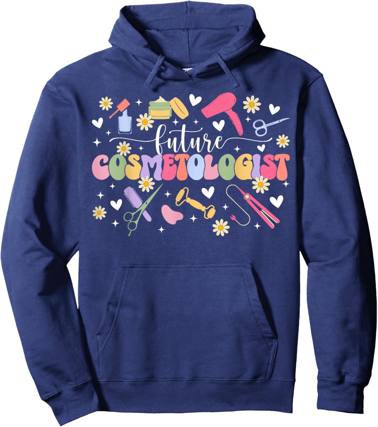 Future Cosmetologist in Progress Groovy Cosmetology Student Hoodie - Hoodie | Navy