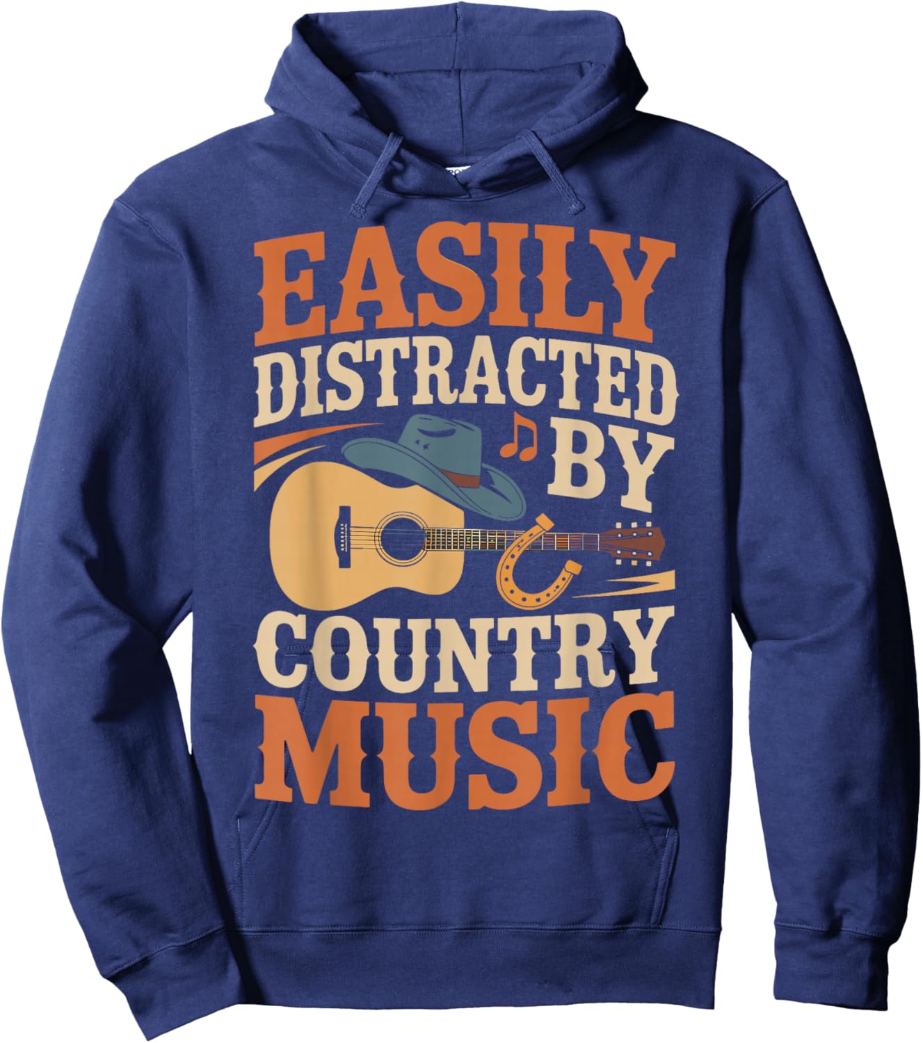 Easily Distracted by Country Music Western Music Shirt Hoodie - Hoodie | Navy