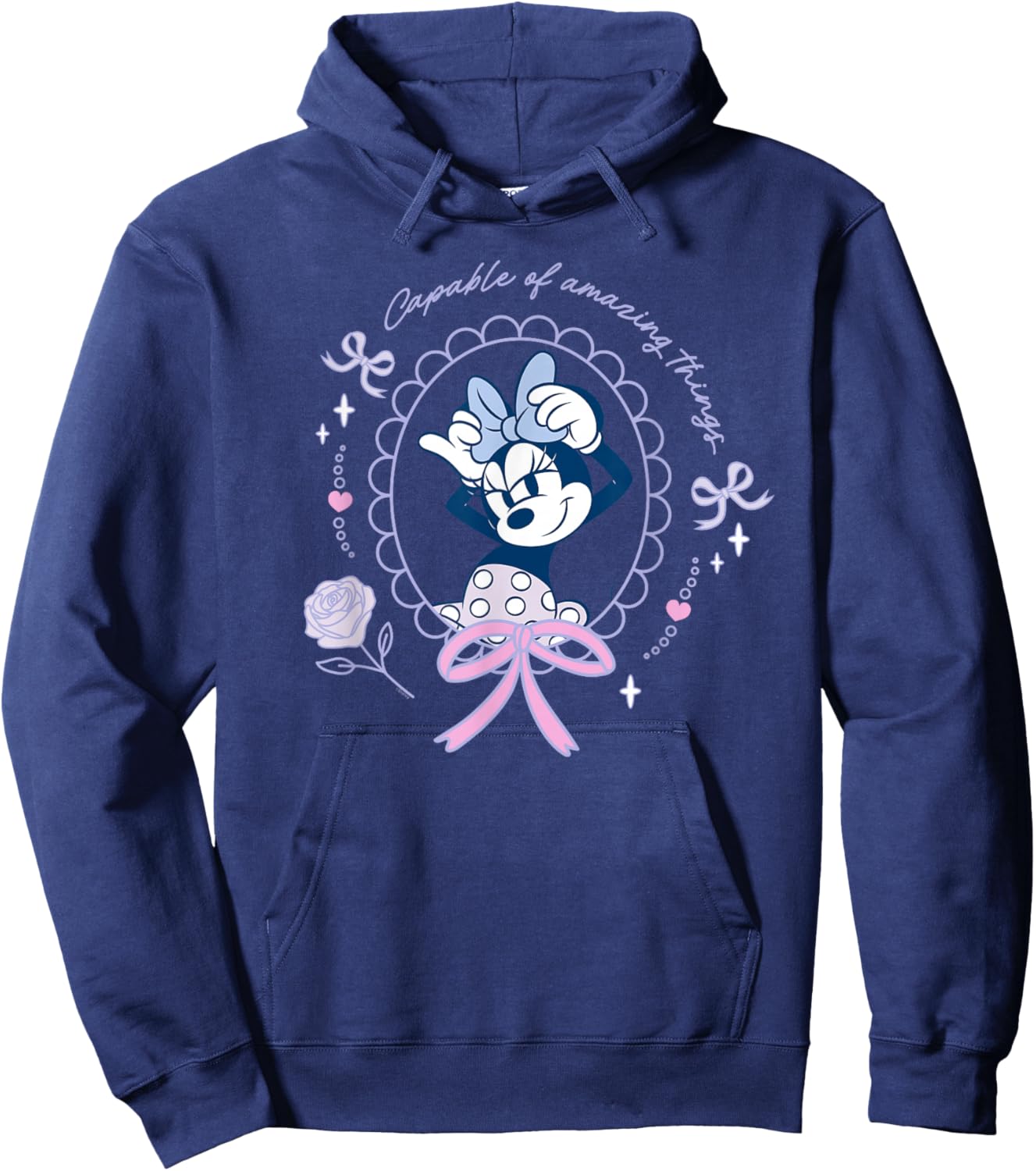 Disney Minnie Mouse Capable of Amazing Things Coquette Style Hoodie - Hoodie | Navy