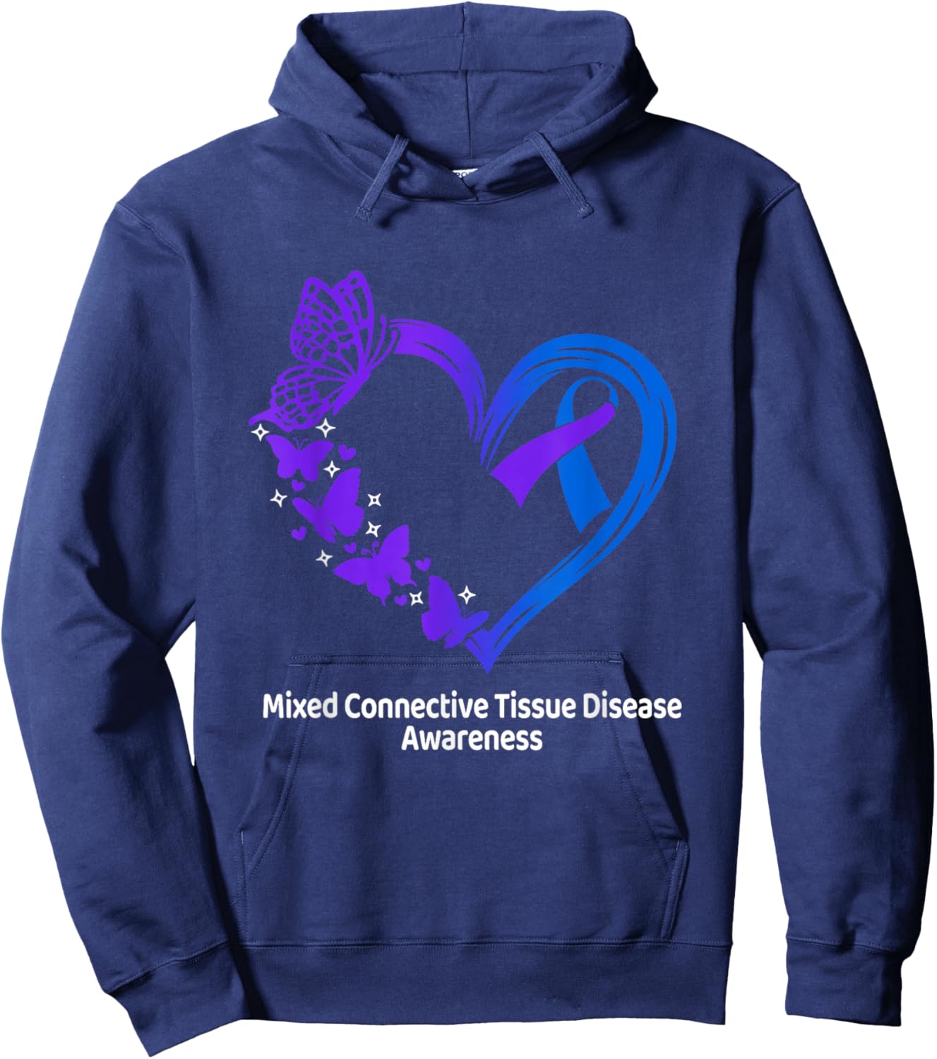 Mixed Connective Tissue Disease Awareness Heart MCTD Warrior Hoodie - Hoodie | Navy