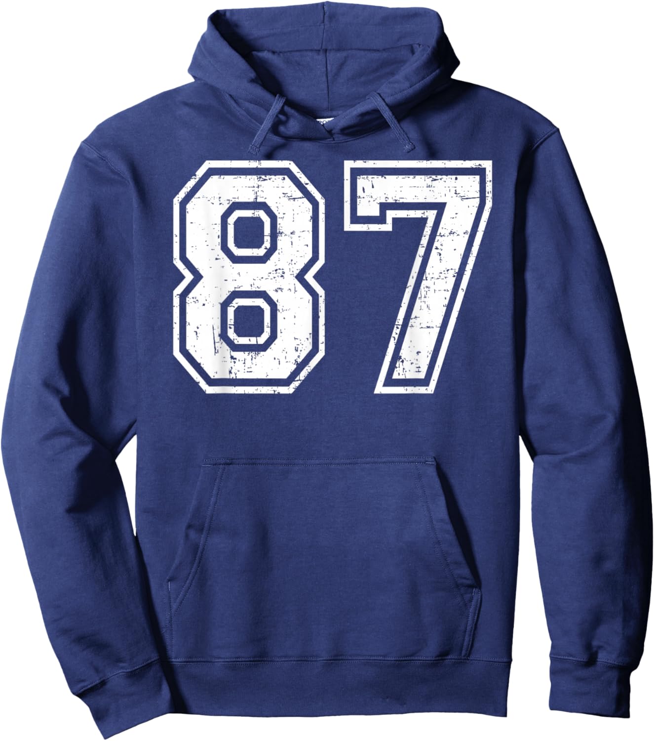 87 Number Eighty-Seven Team Sports Grunge Varsity Matching Hoodie - Hoodie | Navy