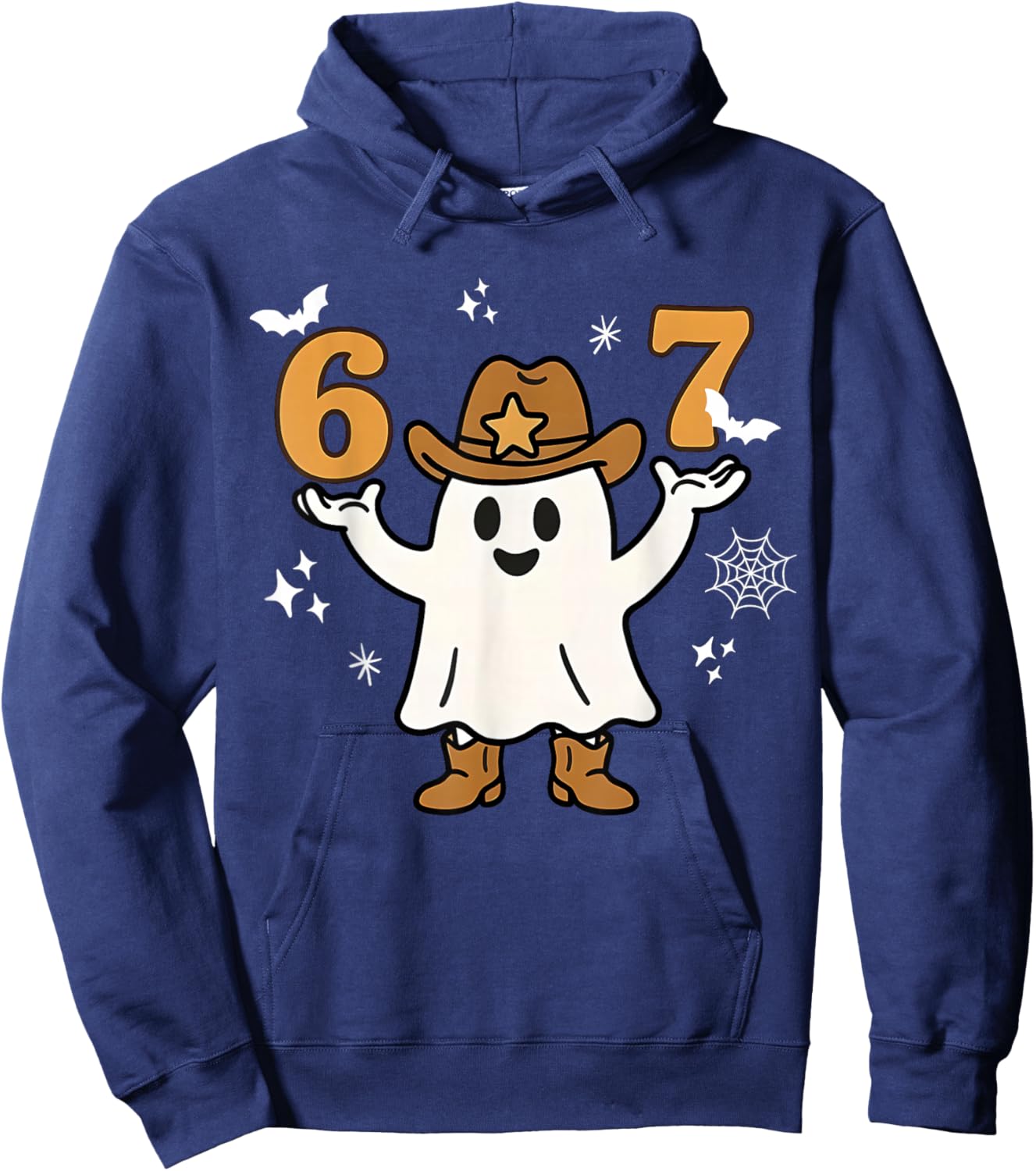 Funny Six Seven 6 7 Meme Cowboy Ghost Halloween Costume Hoodie - Hoodie | Navy