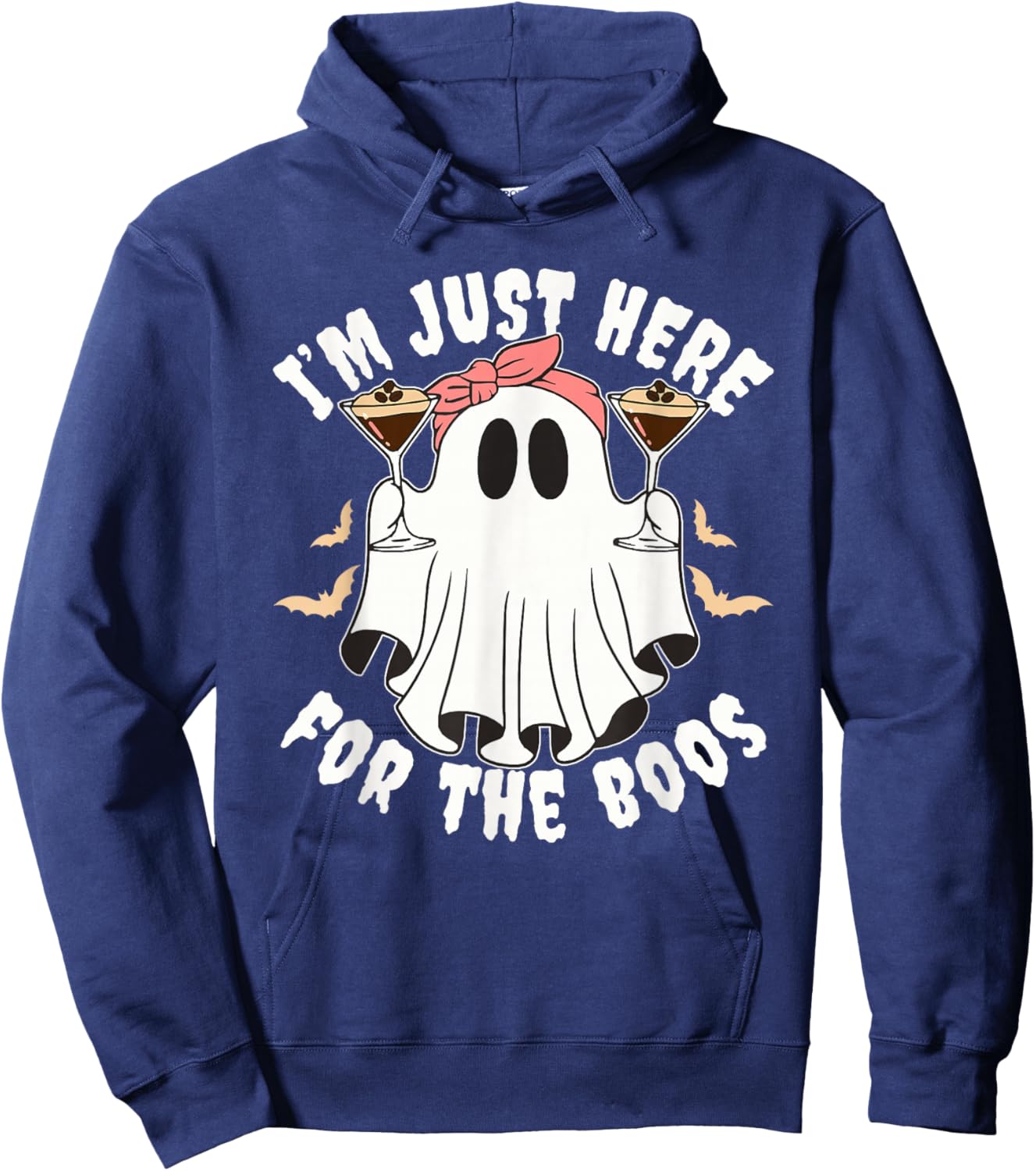 I'm Just Here for The Boos Women Halloween Espresso Martini Hoodie - Hoodie | Navy