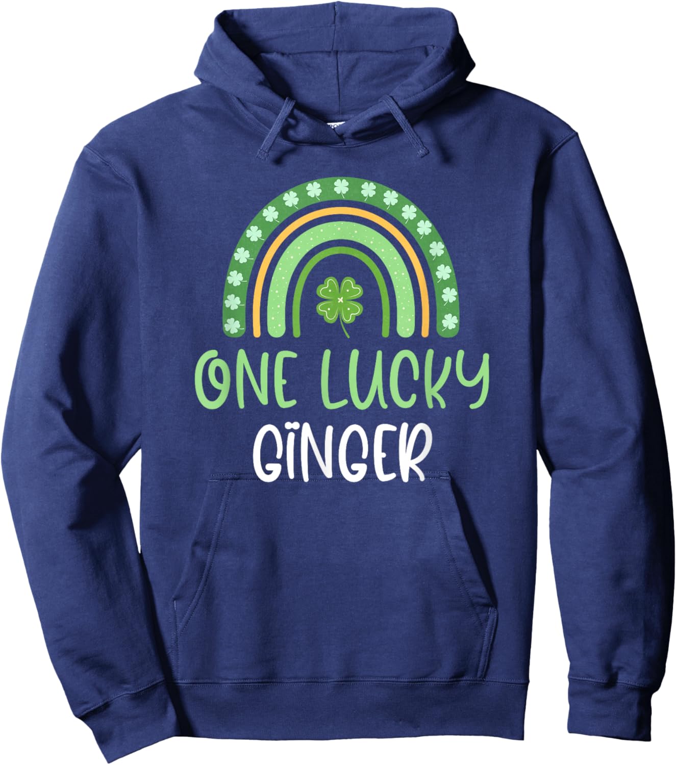 One Lucky Ginger St. Patrick's Day Funny Rainbow Redhead Hoodie - Hoodie | Navy