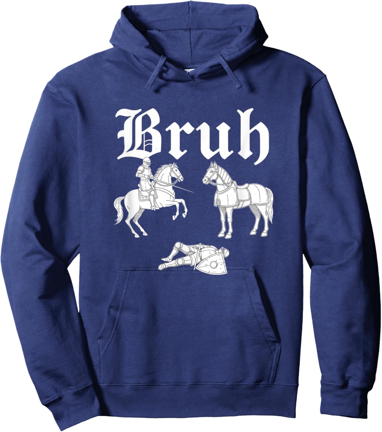 Bruh Medieval Knight Meme Vintage Gothic Font Funny Men Hoodie - Hoodie | Navy