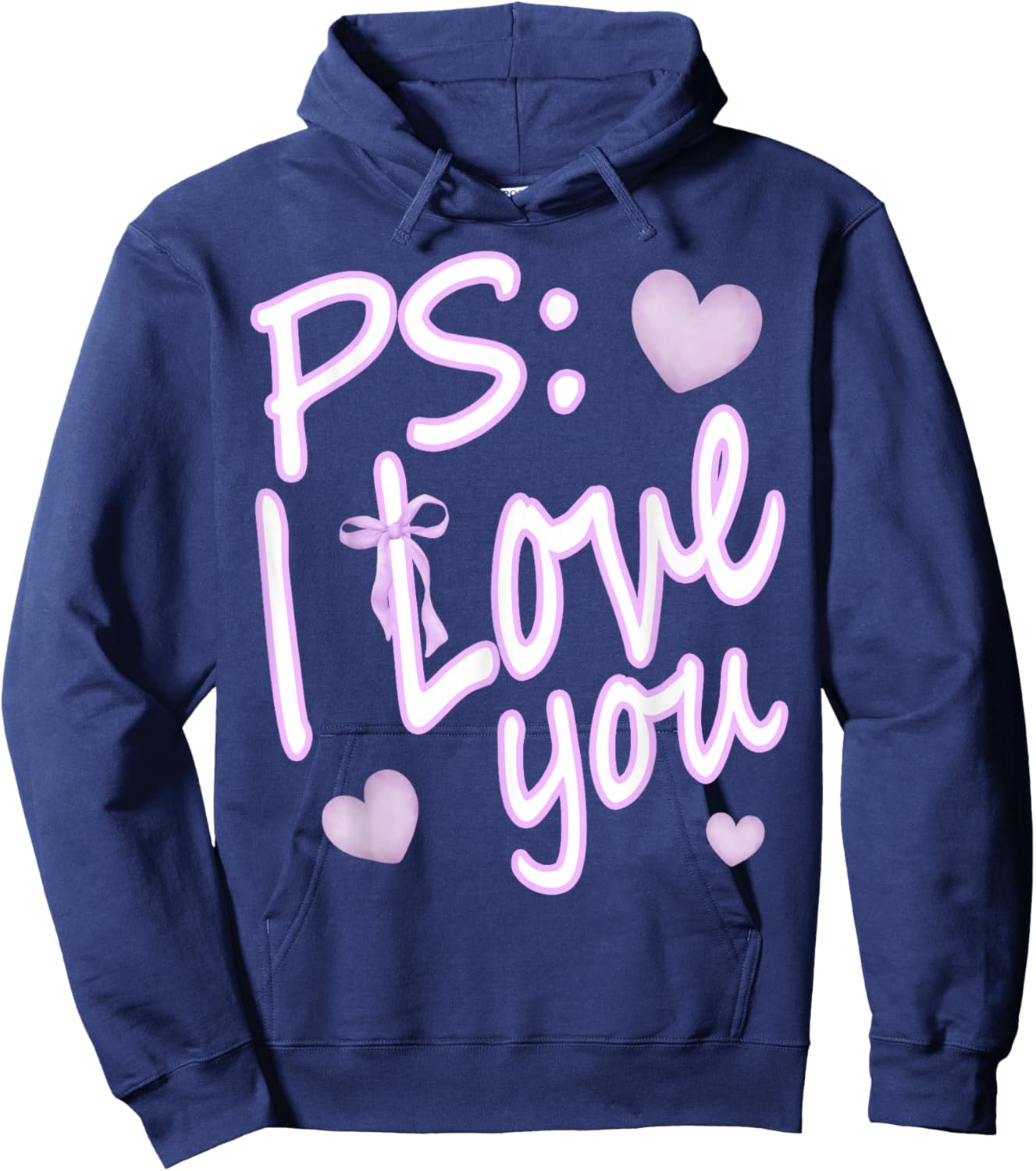 PS I Love You Day Valentine's Day Purple Heart Women Men Kid Hoodie - Hoodie | Navy