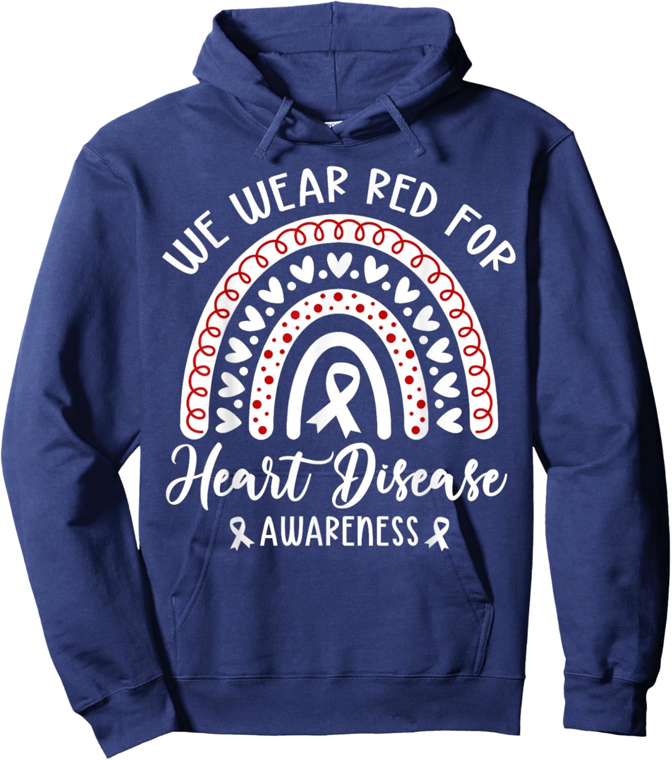 in February We Wear Red Kids Heart Disease Month Hoodie - Hoodie | Navy