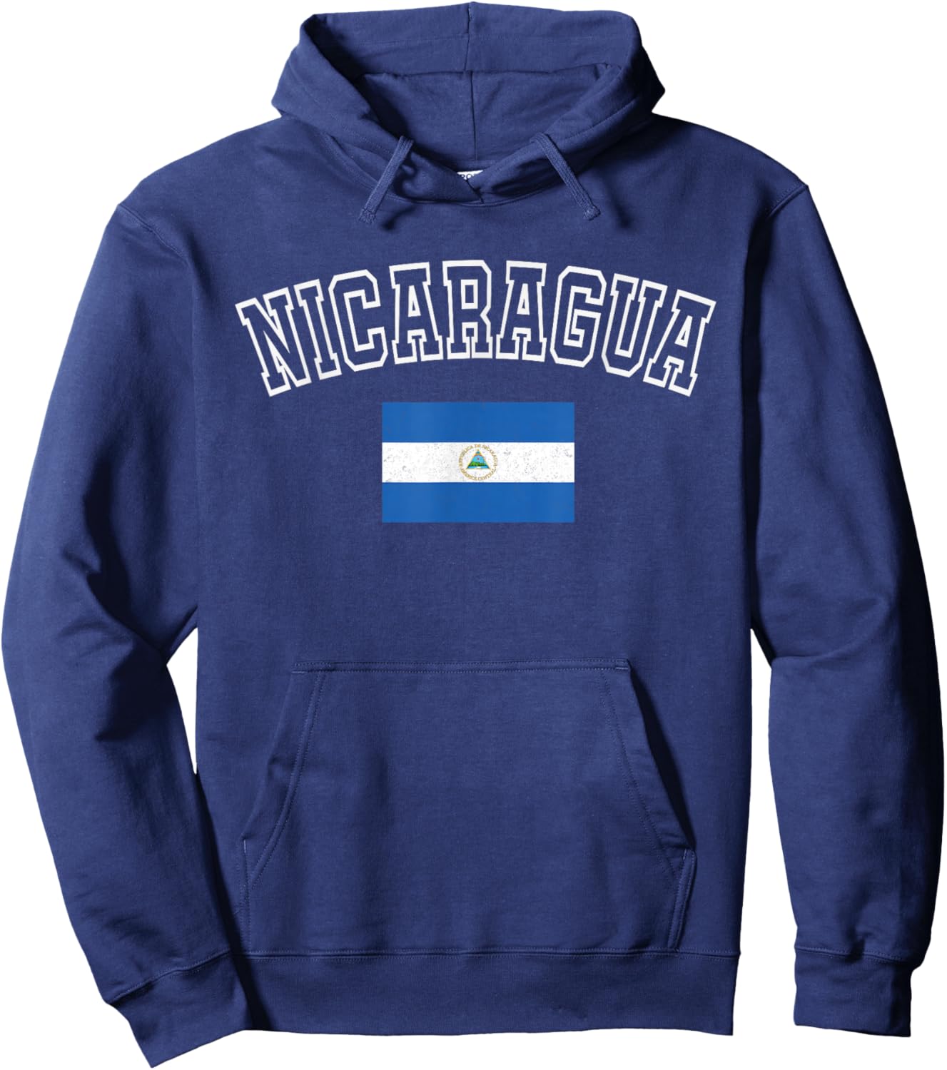 Nicaragua Flag Vintage Distressed Retro Heritage Design Hoodie - Hoodie | Navy