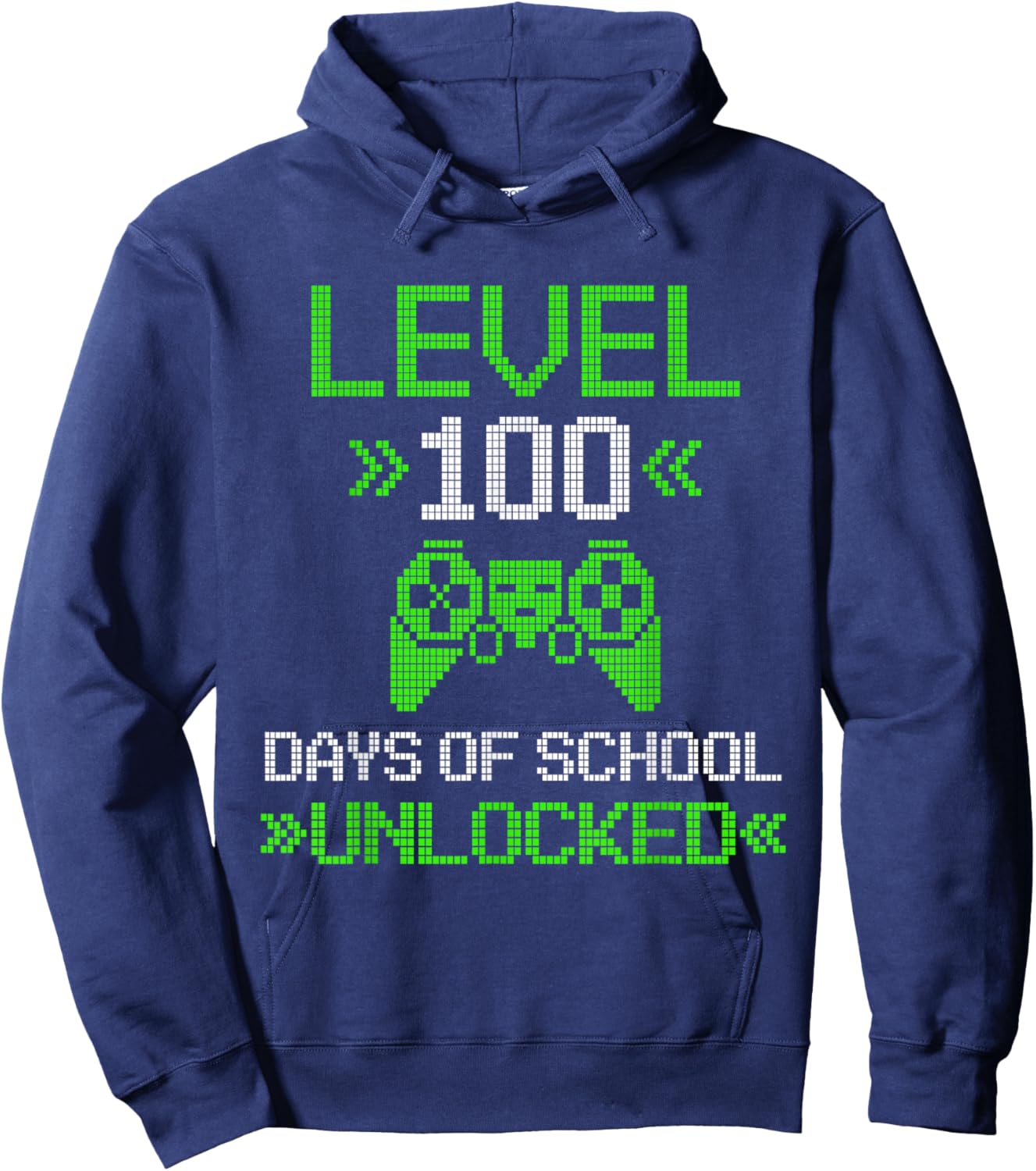 Level 100 Days Unlocked Kids Video Games Pixel Art for Gamer Hoodie - Hoodie | Navy