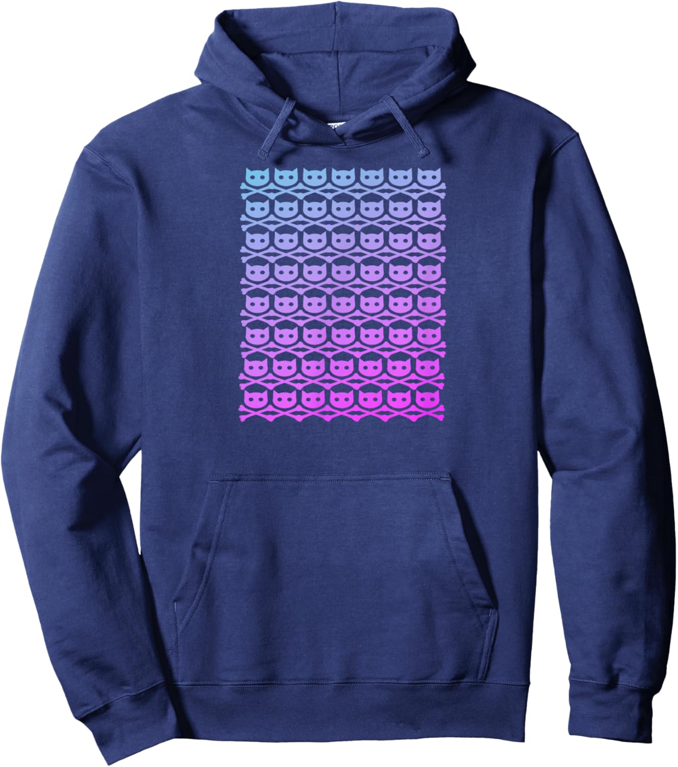 BuddyCatAFK All Over Skull Logo Pink Fade Dark Hoodie - Hoodie | Navy