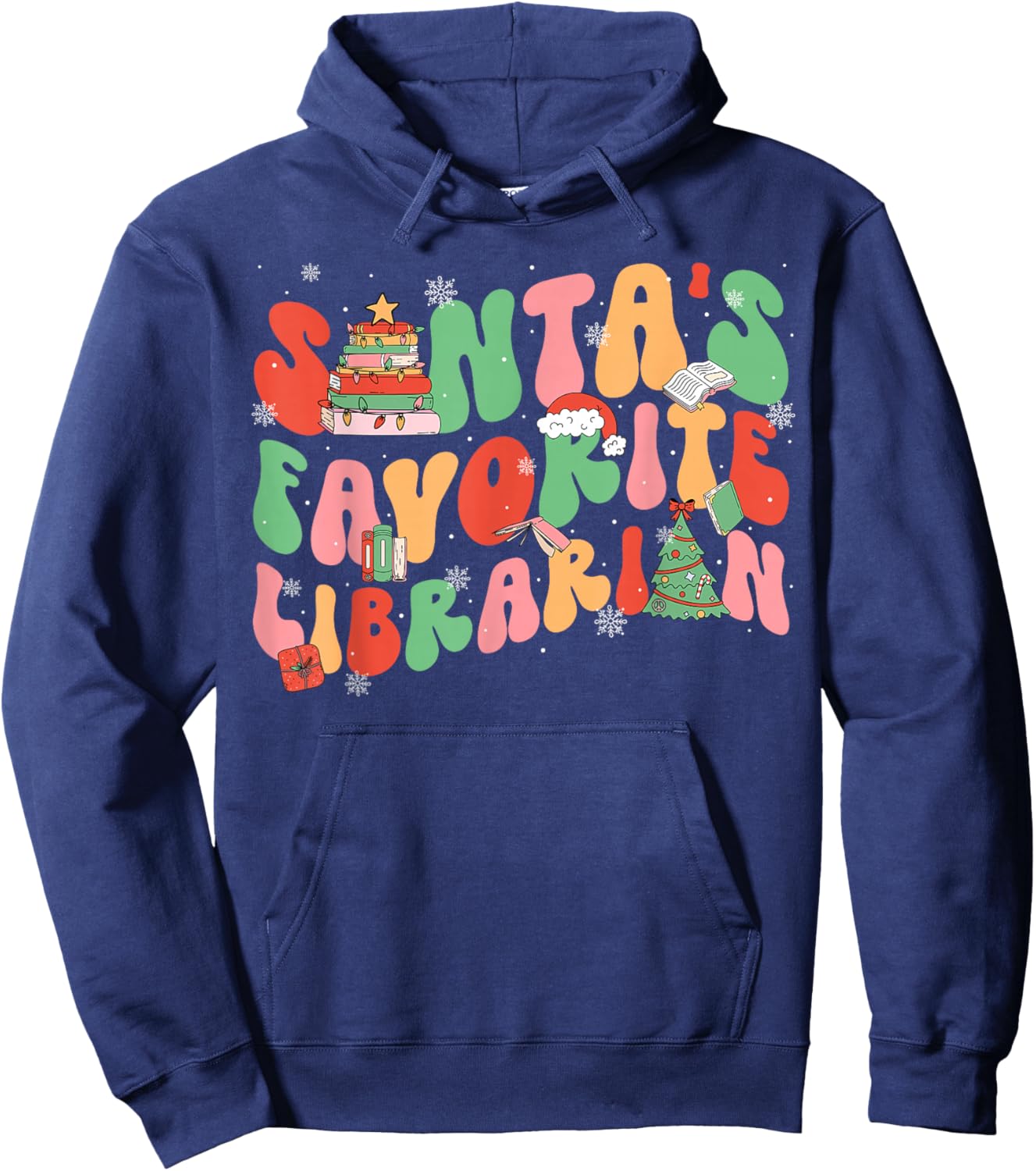 Santa Favorite Librarian Christmas Books Lover Teachers Pjs Hoodie - Hoodie | Navy