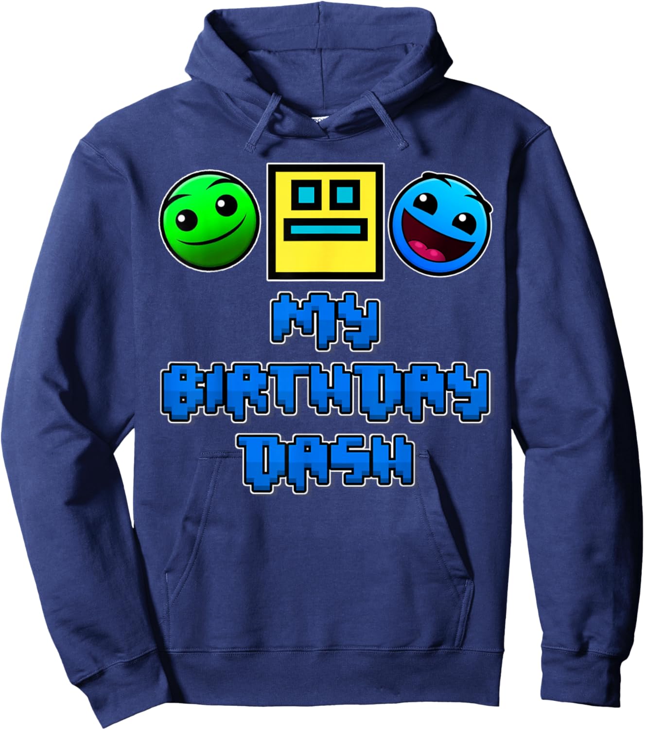 My Birthday Dash Video Game Theme Kids Party Geometry Game Hoodie - Hoodie | Navy