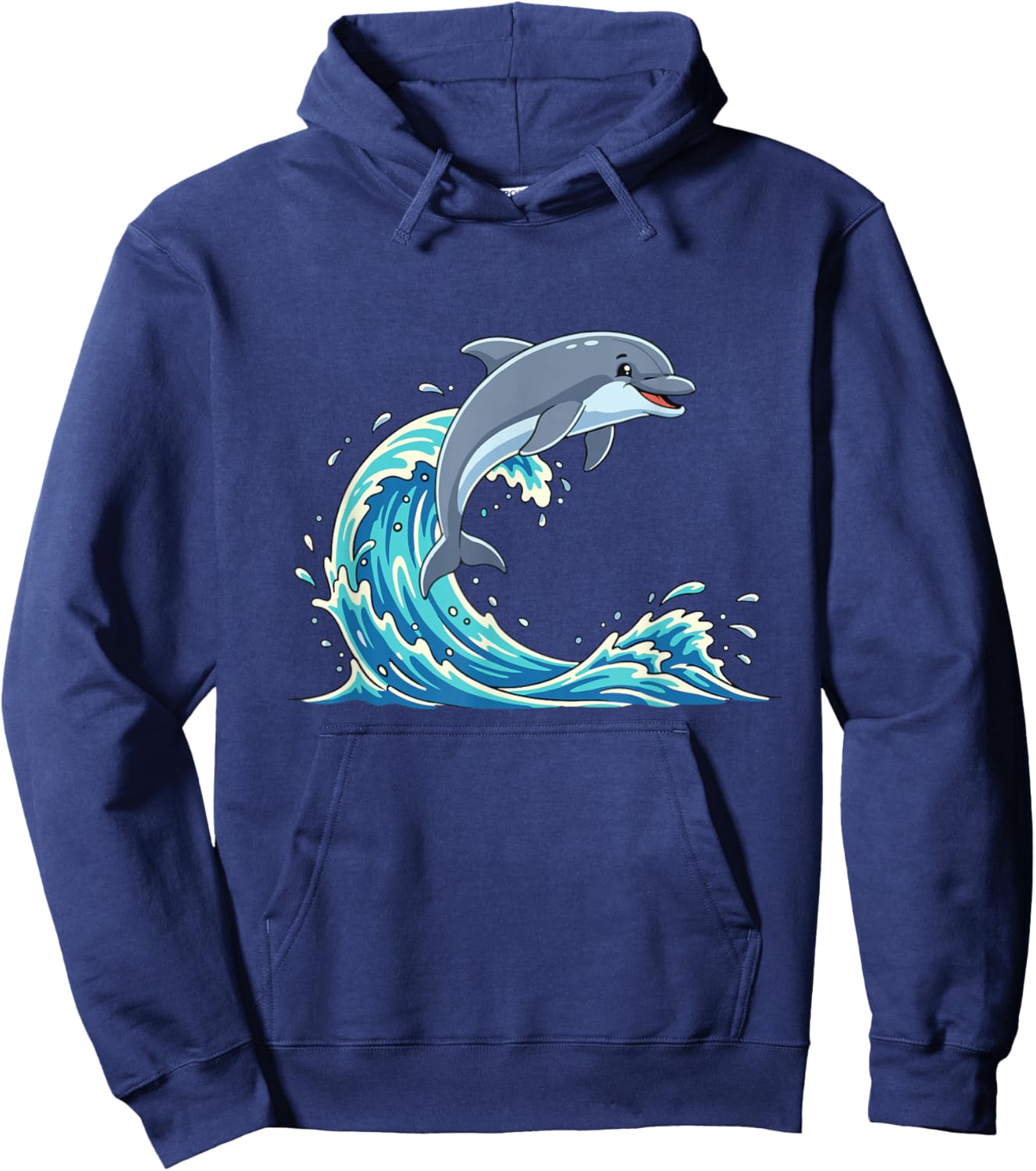 Cute Jumping Dolphin On Summer Ocean Wave Hoodie - Hoodie | Navy