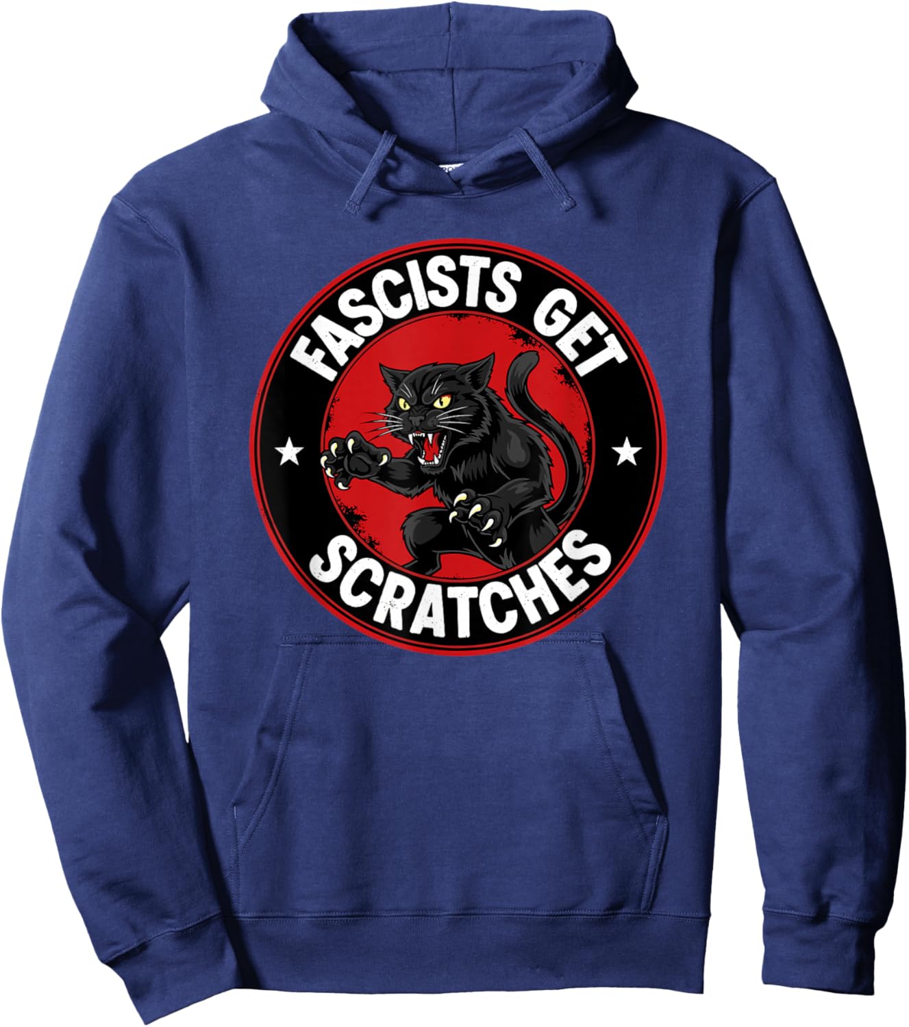 Vintage Black Cats Against Fascists Get Scratches Hoodie - Hoodie | Navy