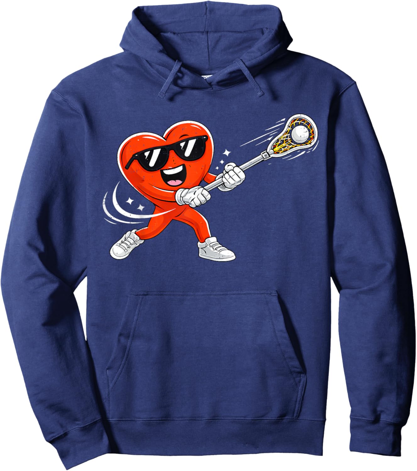 Valentine Lacrosse Heart Sport Valentines Day Men Boys Kids Hoodie - Hoodie | Navy