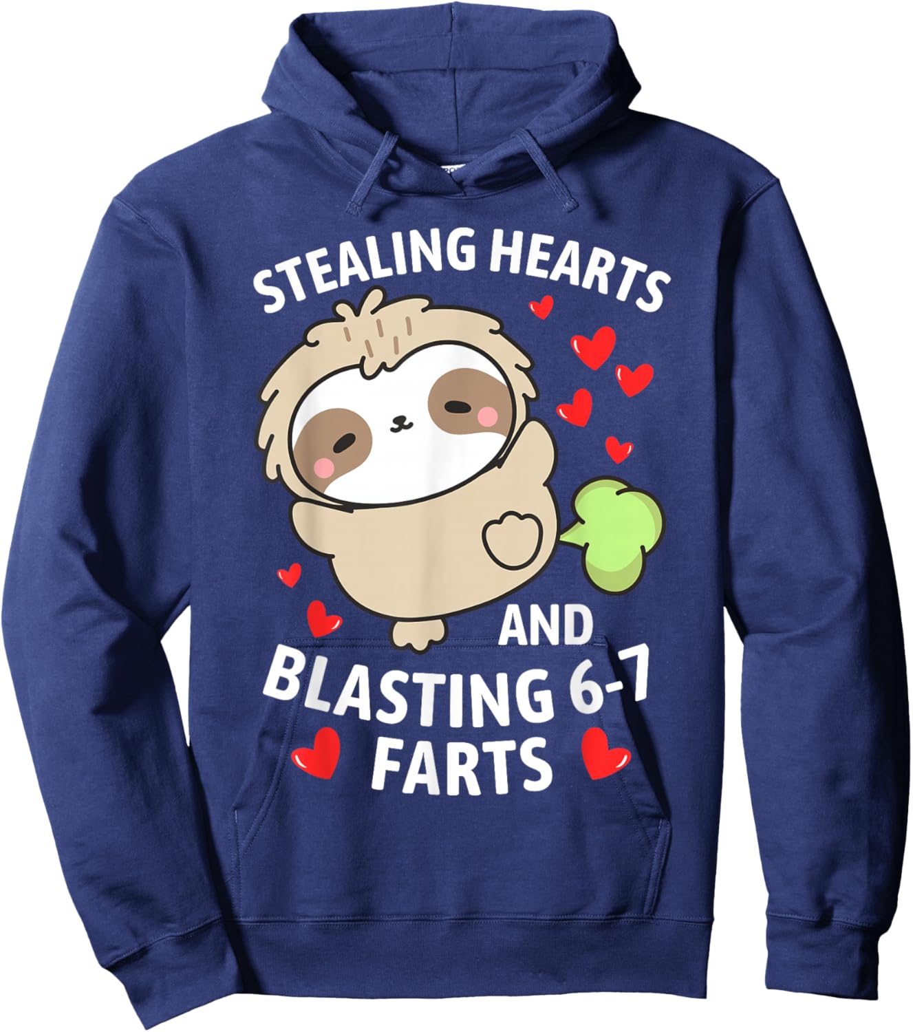 67 Meme Stealing Hearts Valentine's Day Sloth Kids Boys Hoodie - Hoodie | Navy