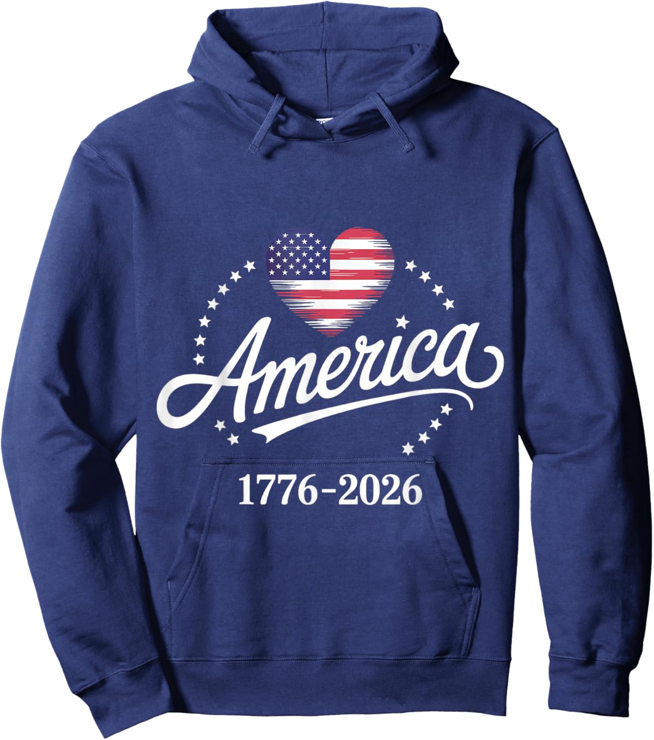 America 1776-2026 Heart Flag Stars Pride 250 Anniversary USA Hoodie - Hoodie | Navy