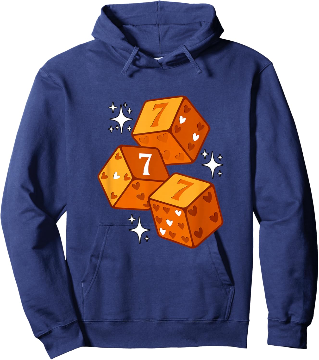 Orange Color Lucky Heart Orange Graphic Hoodie - Hoodie | Navy