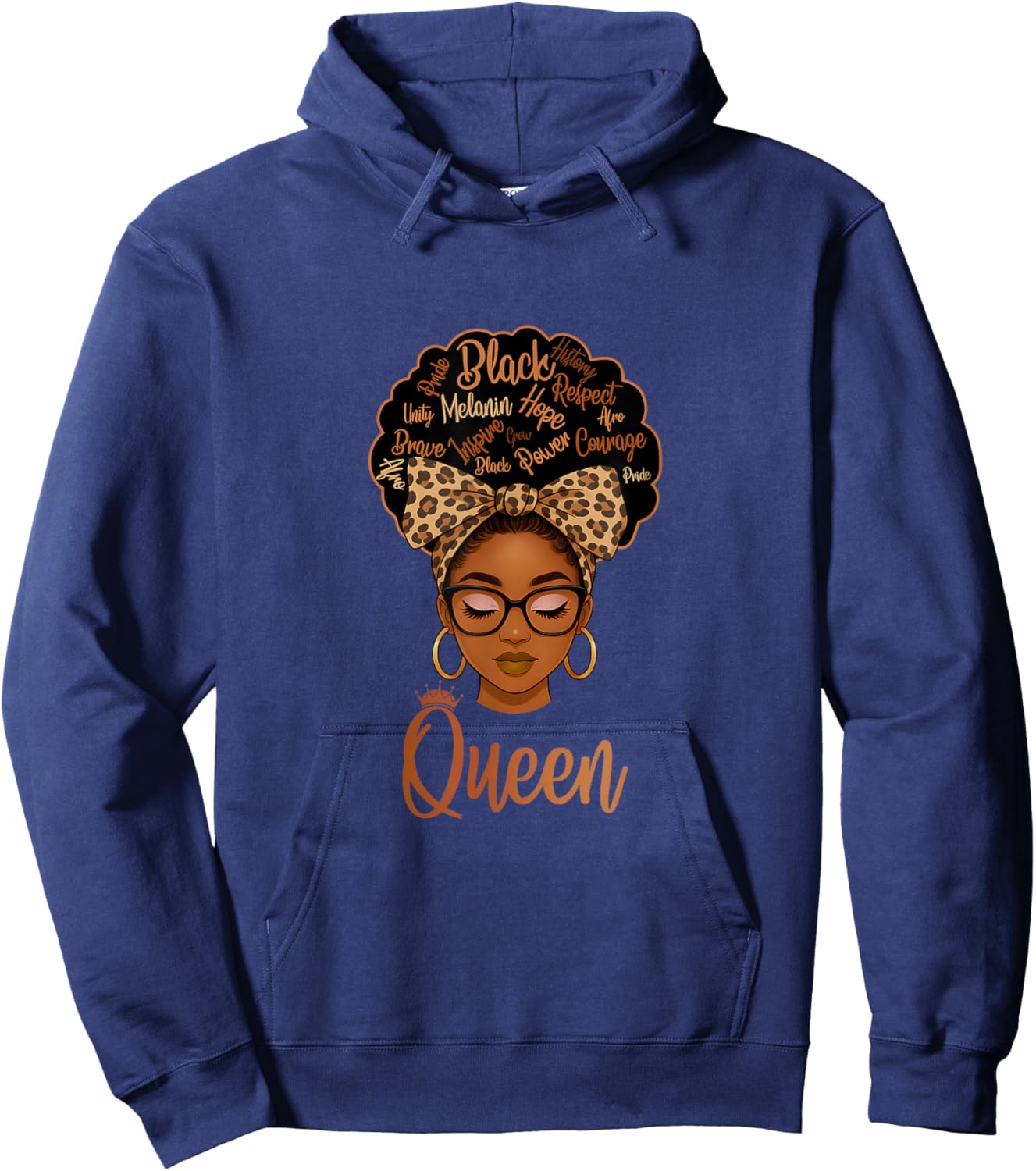 Afro Woman Melanin Queen African American Black History Hoodie - Hoodie | Navy