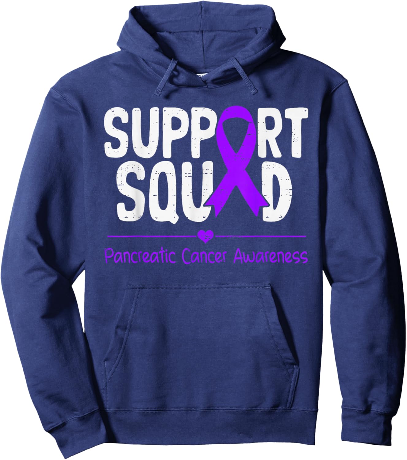 Support Pancreatic Cancer Awareness Ribbon Purple Adult Kids Hoodie - Hoodie | Navy