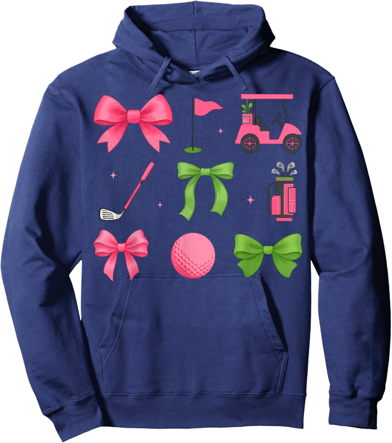 Pink Green Golf Cart Golfer Hoodie - Hoodie | Navy
