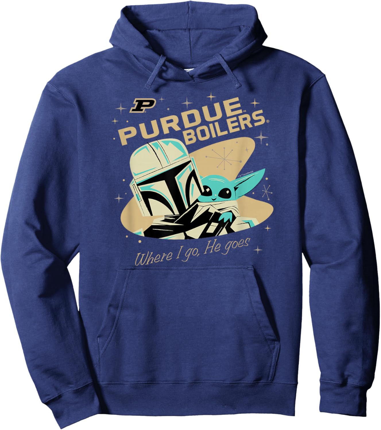 Purdue Boilermakers Star Wars Mandalorian Dark Gray Hoodie - Hoodie | Navy
