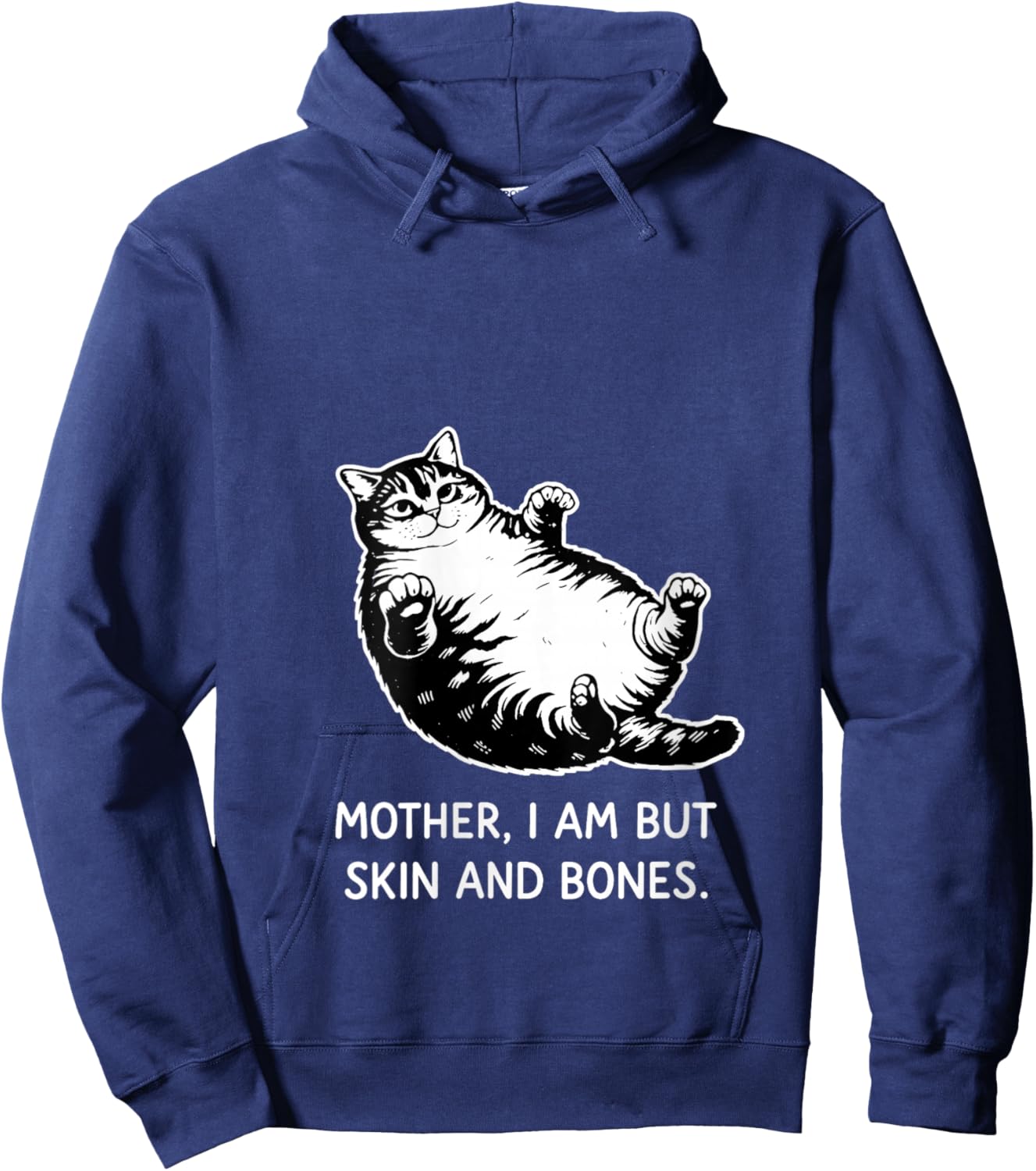 Women's Mother, I Am But Skin and Bones Funny Cat Mom Cat Lover Gift V-Neck Hoodie - Hoodie | Navy