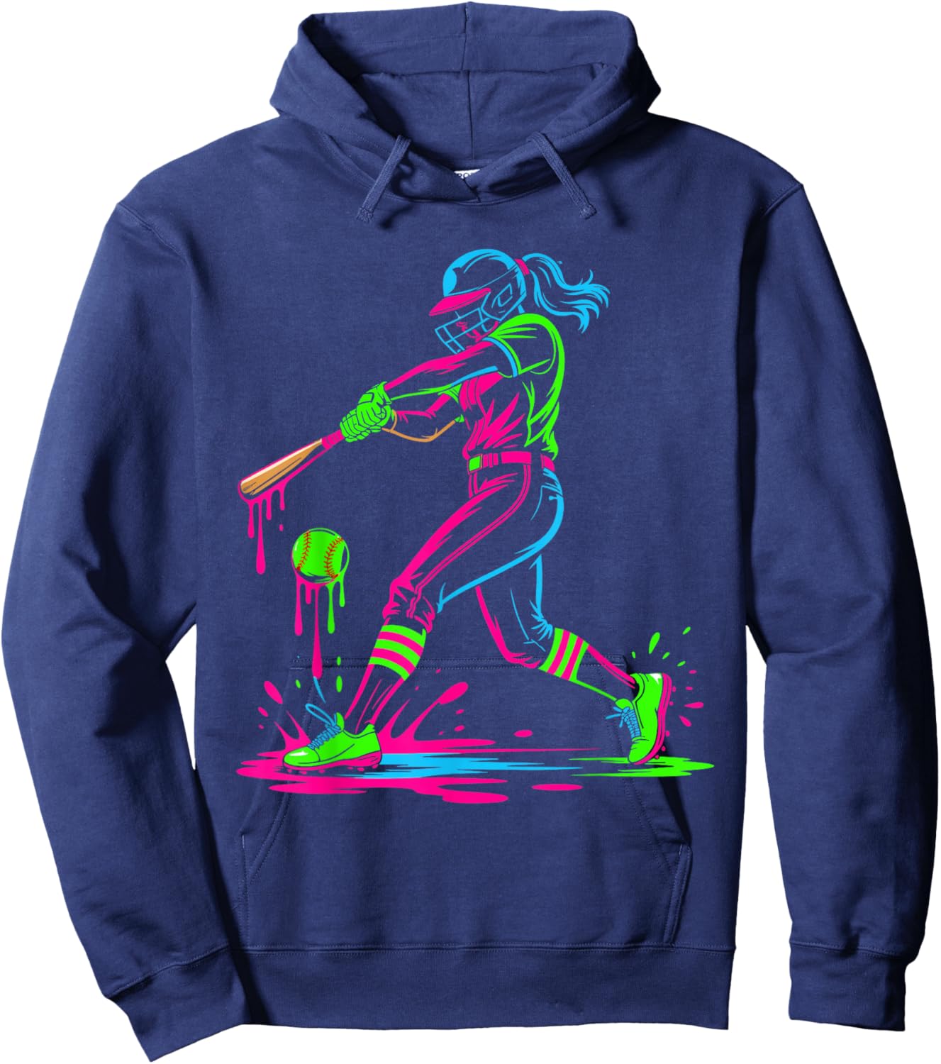 Softball Girl Ice Cream Softball Drip Hoodie - Hoodie | Navy