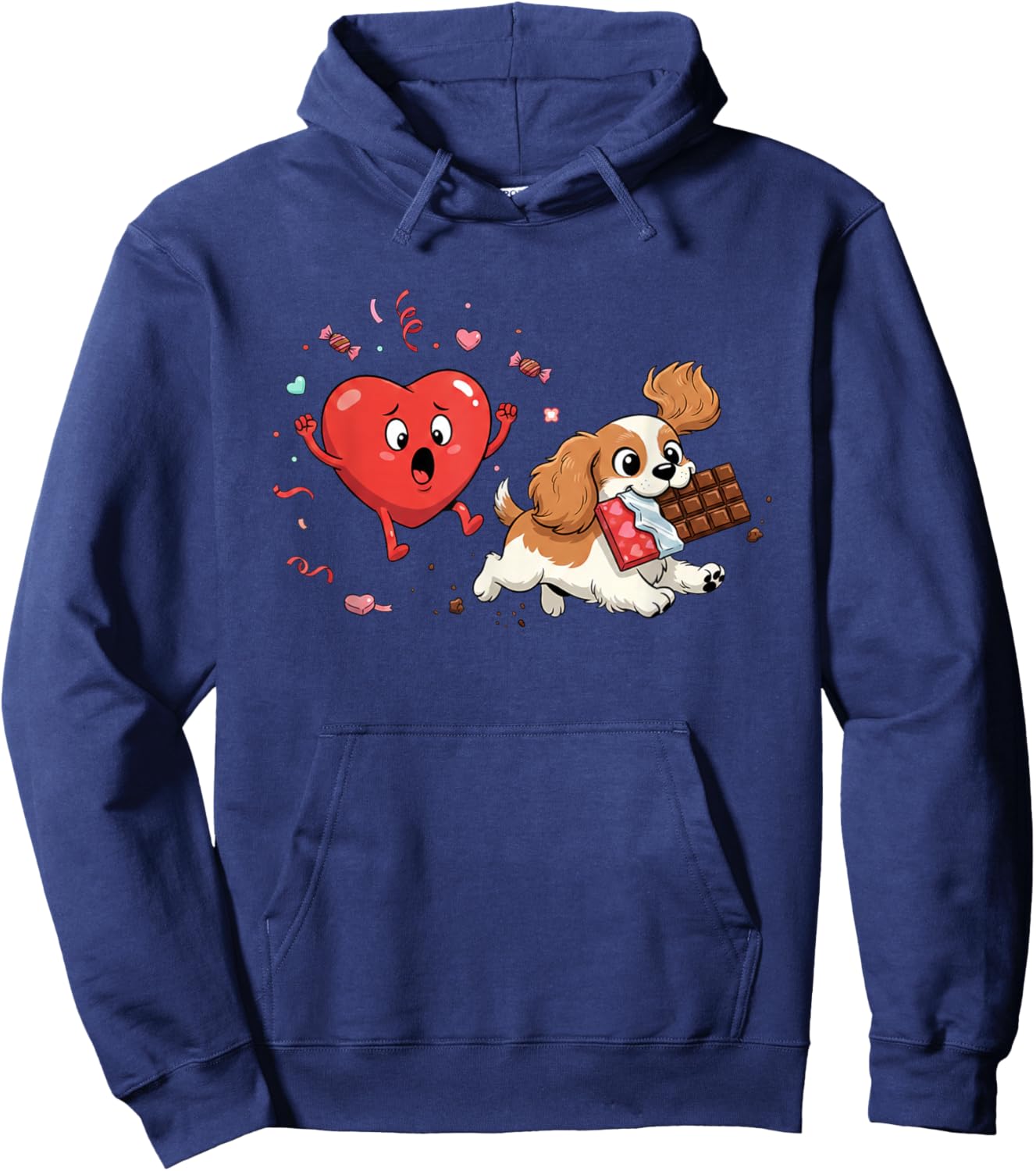 Funny Cavalier King Charles Spaniel Heart Valentine Dog Hoodie - Hoodie | Navy
