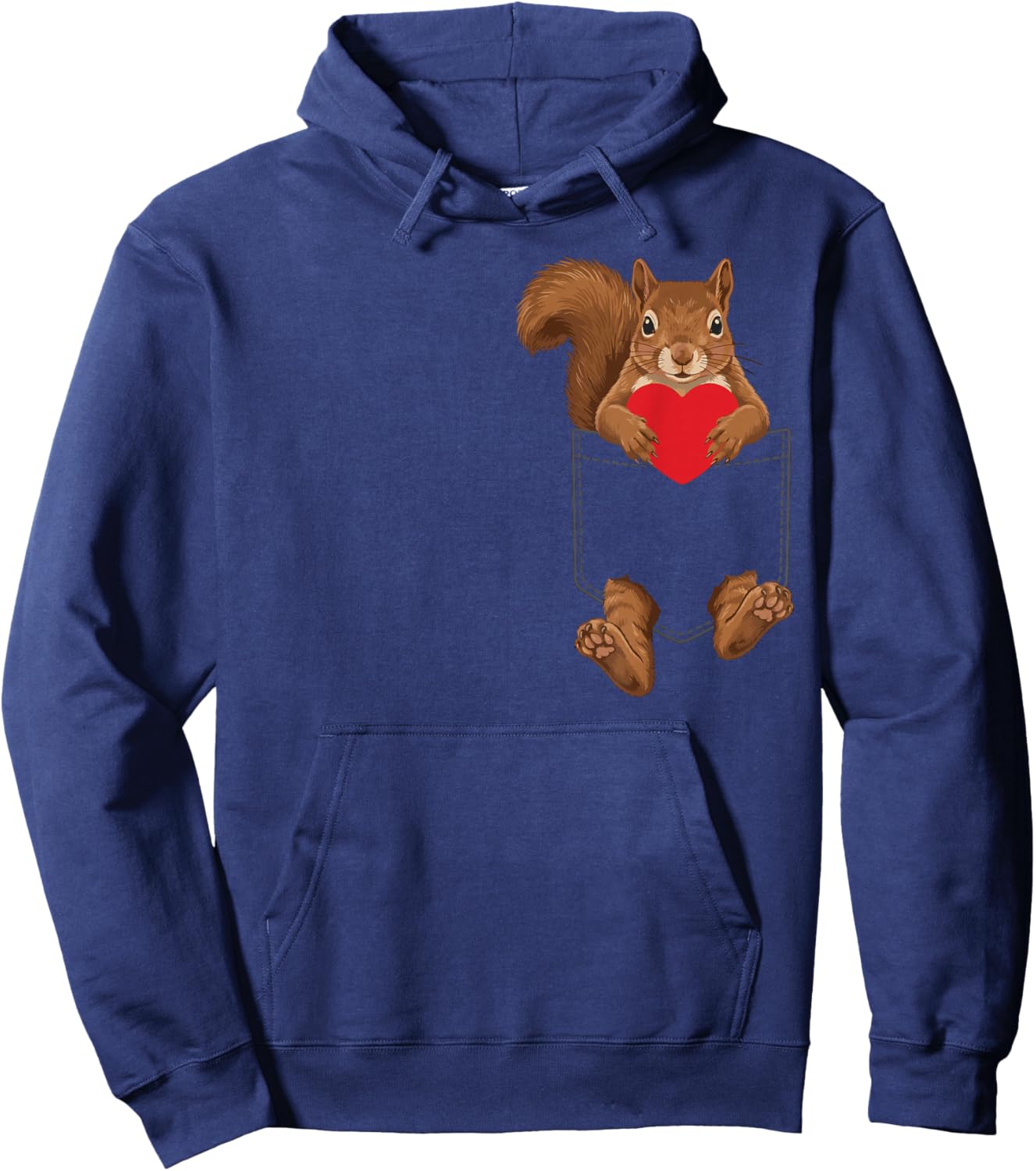 Squirrel in Pocket Animal Lover Design Valentines Hoodie - Hoodie | Navy