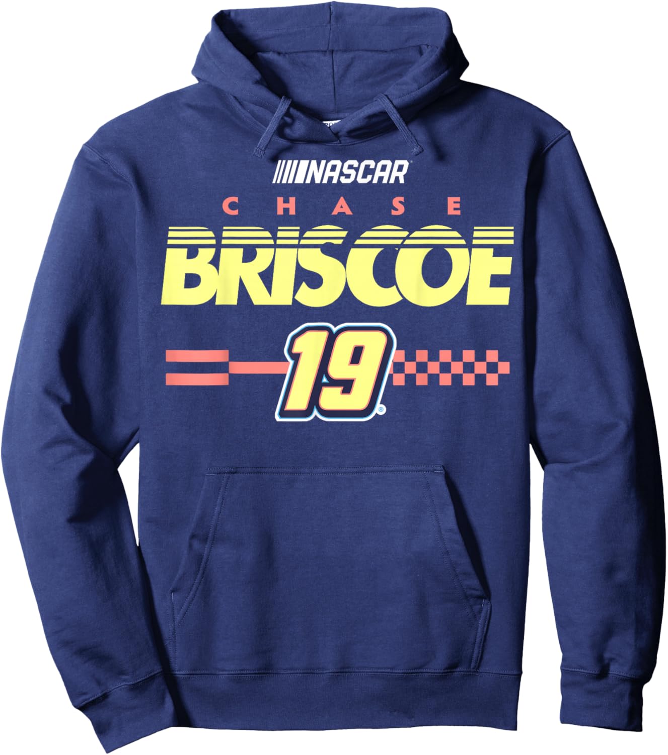 NASCAR Chase Briscoe No. 19 Checkered Pattern Start Line Hoodie - Hoodie | Navy