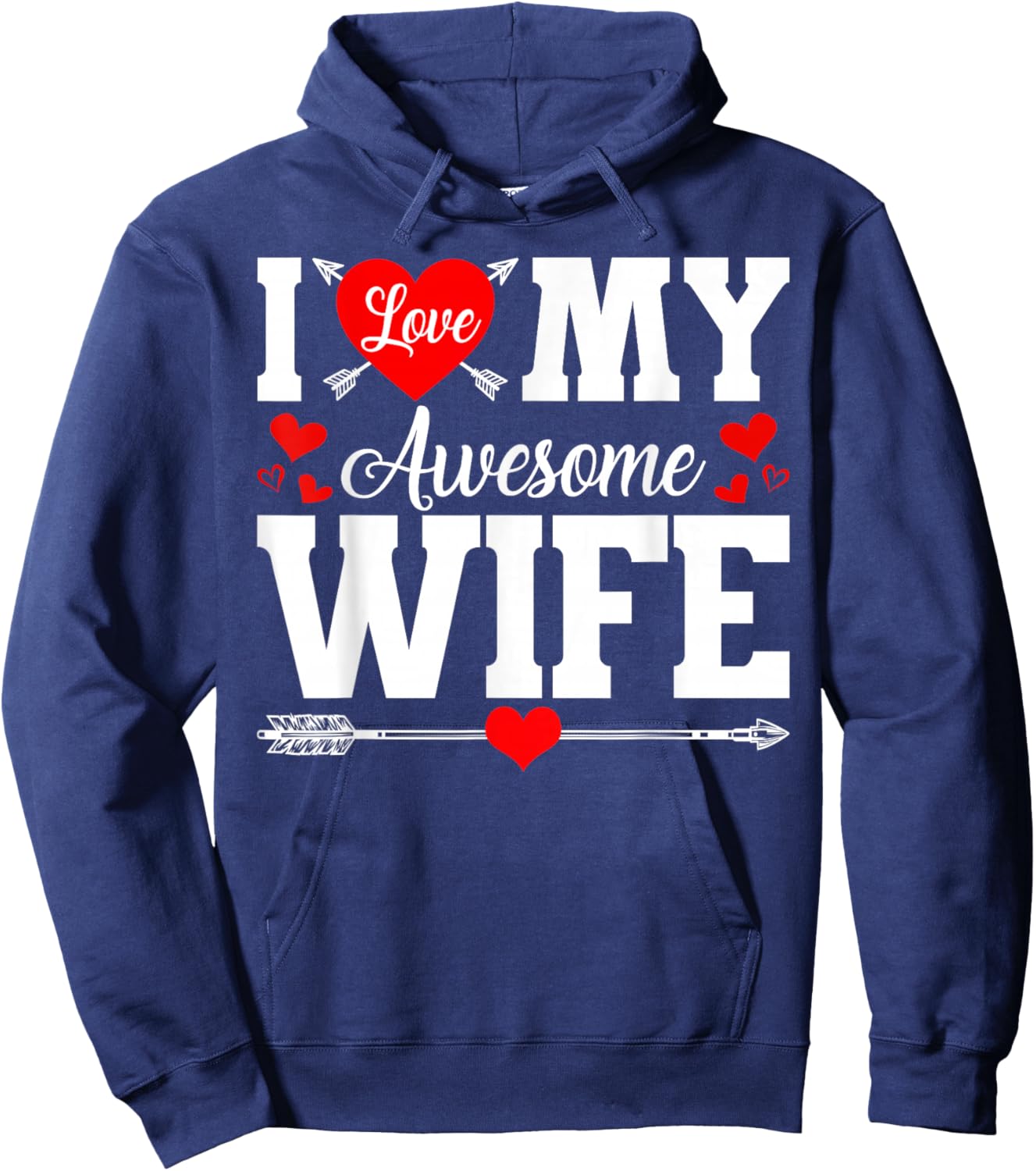I Love My Awesome Wife Husband Happy Valentines Men Hoodie - Hoodie | Navy