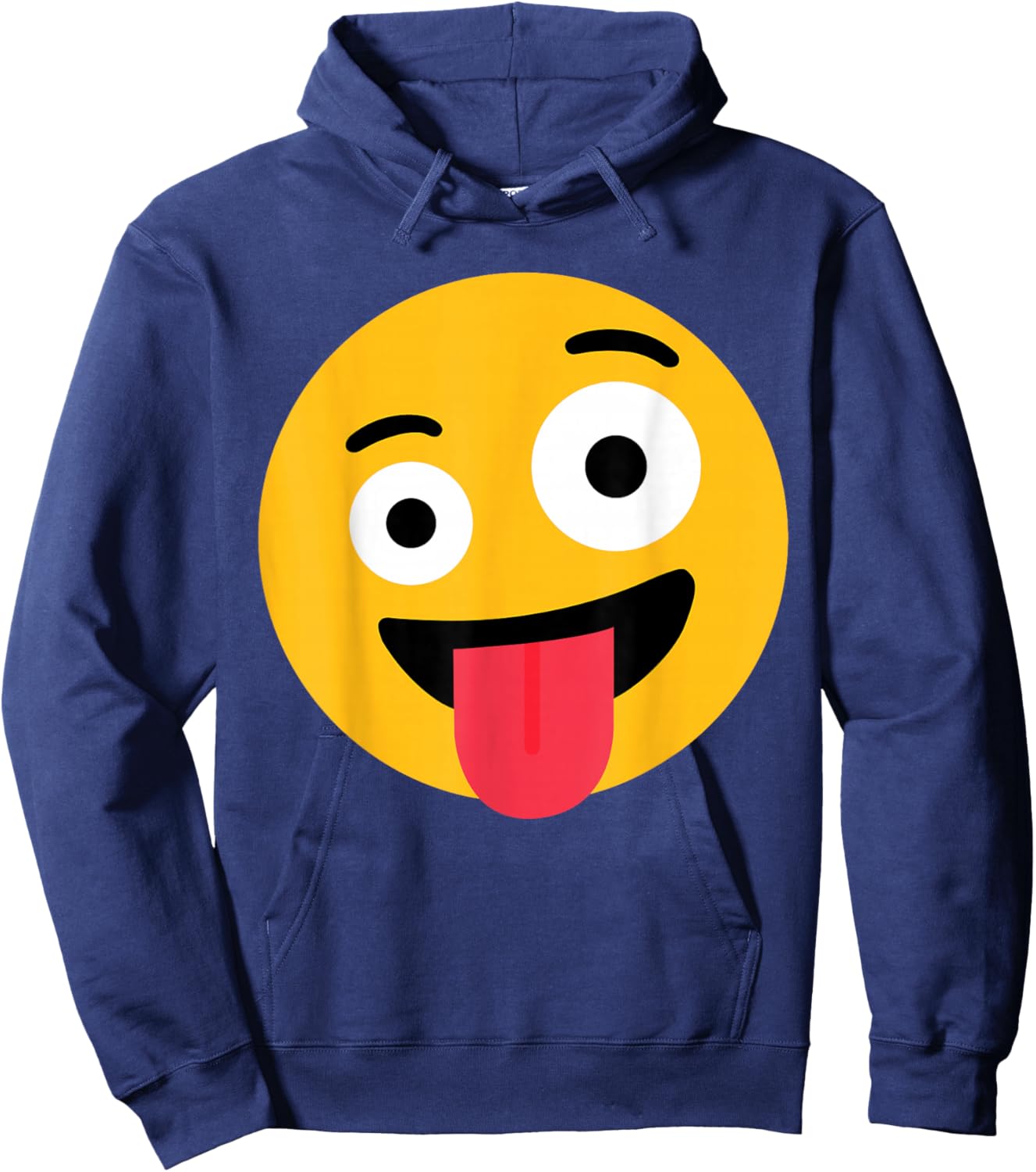 Funny Emoticon Wild Crazy Eyes Excited Zany Face Hoodie - Hoodie | Navy