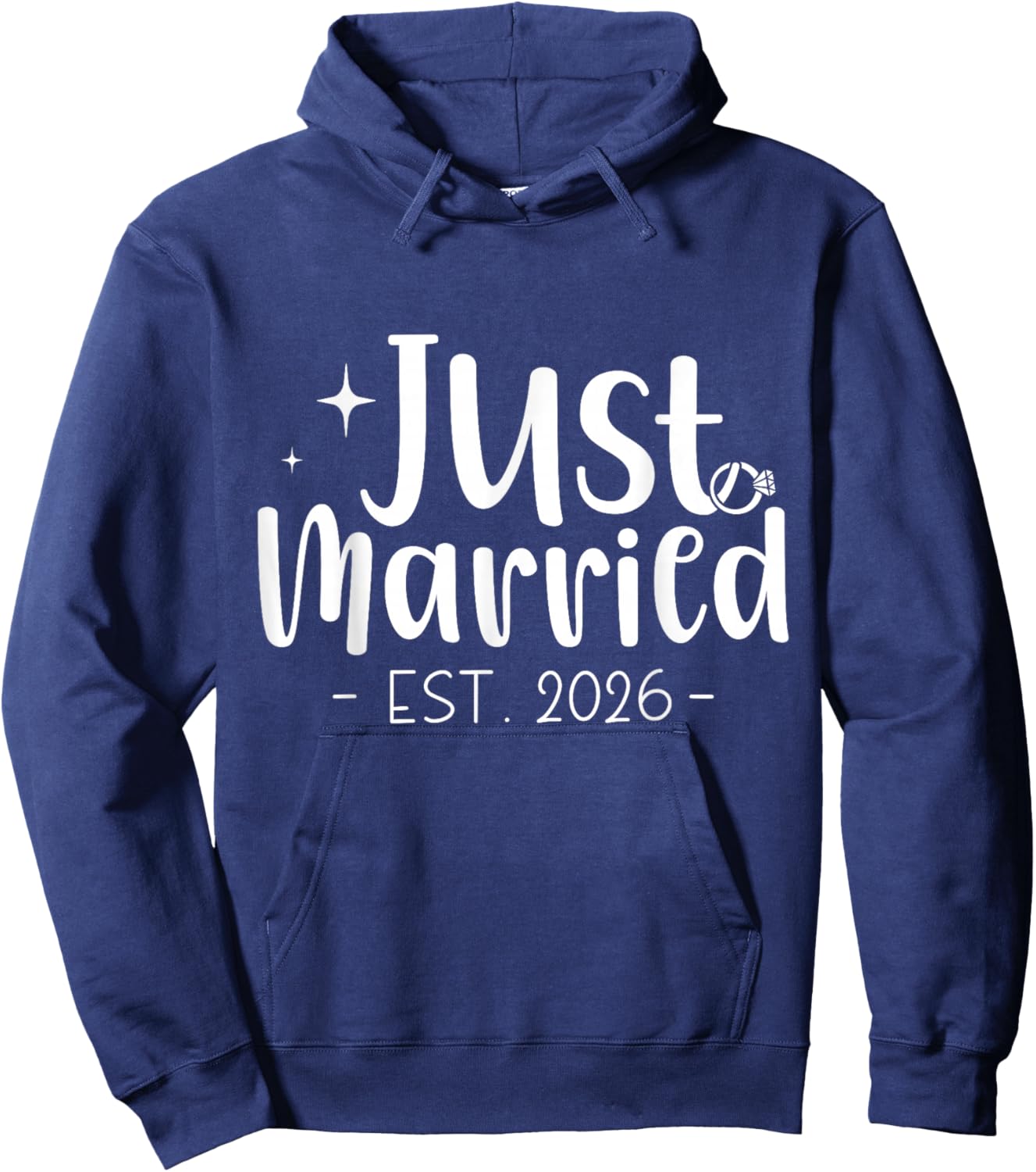 Just Married 2026 Couple Newlywed Bride and Groom Wedding Hoodie - Hoodie | Navy