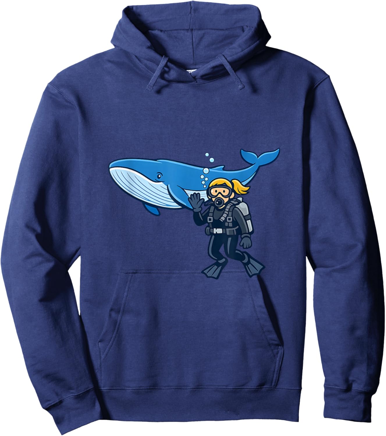 Blue Whale Scuba Diver Ocean Adventure Design Hoodie - Hoodie | Navy